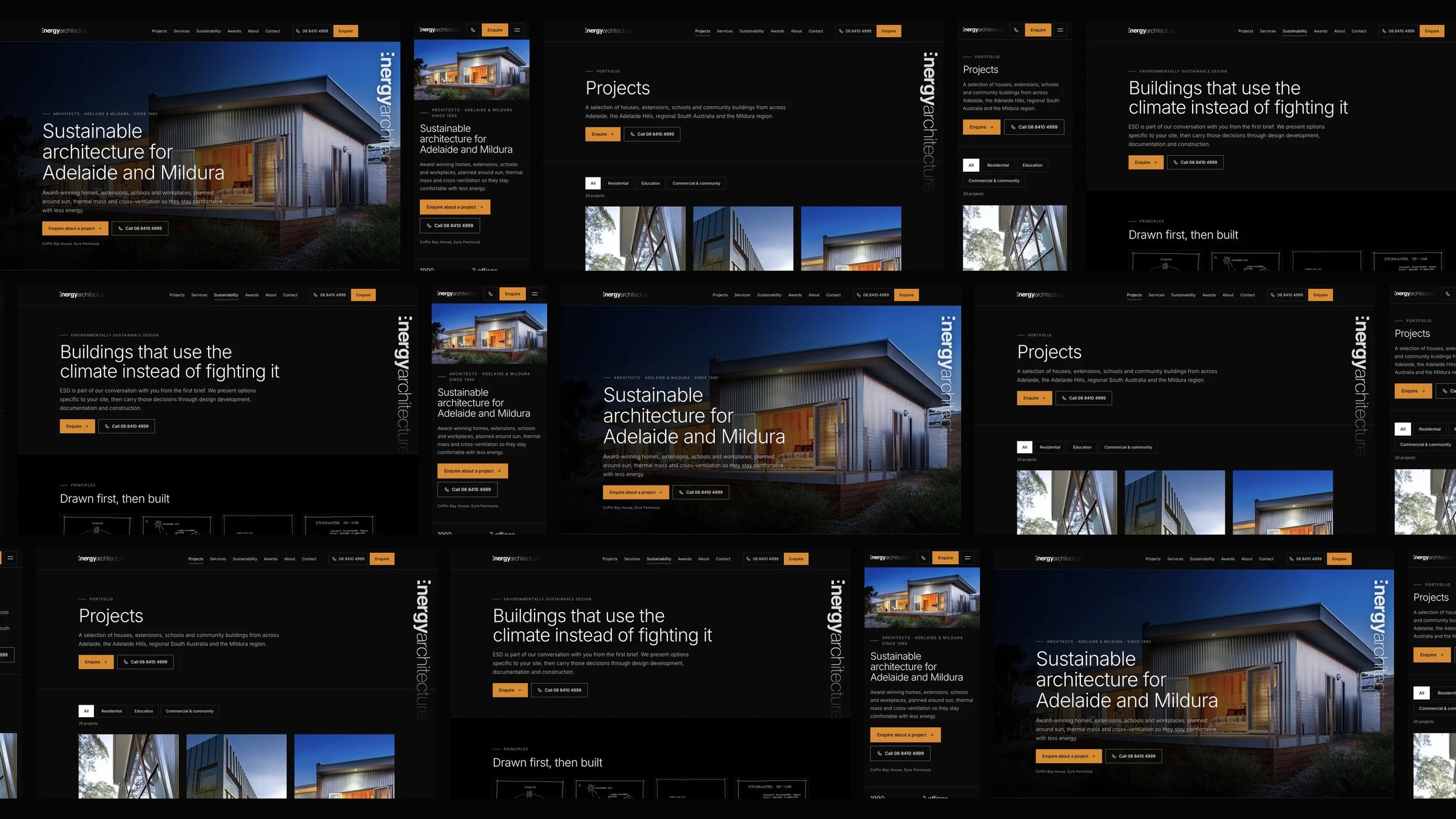 Energy Architecture: desktop and mobile website designs