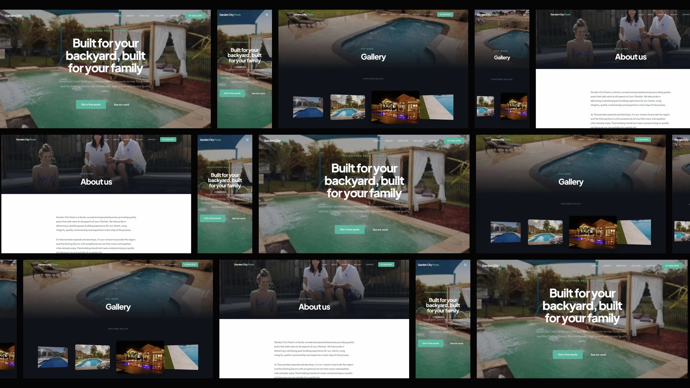 Garden City Pools: desktop and mobile website designs