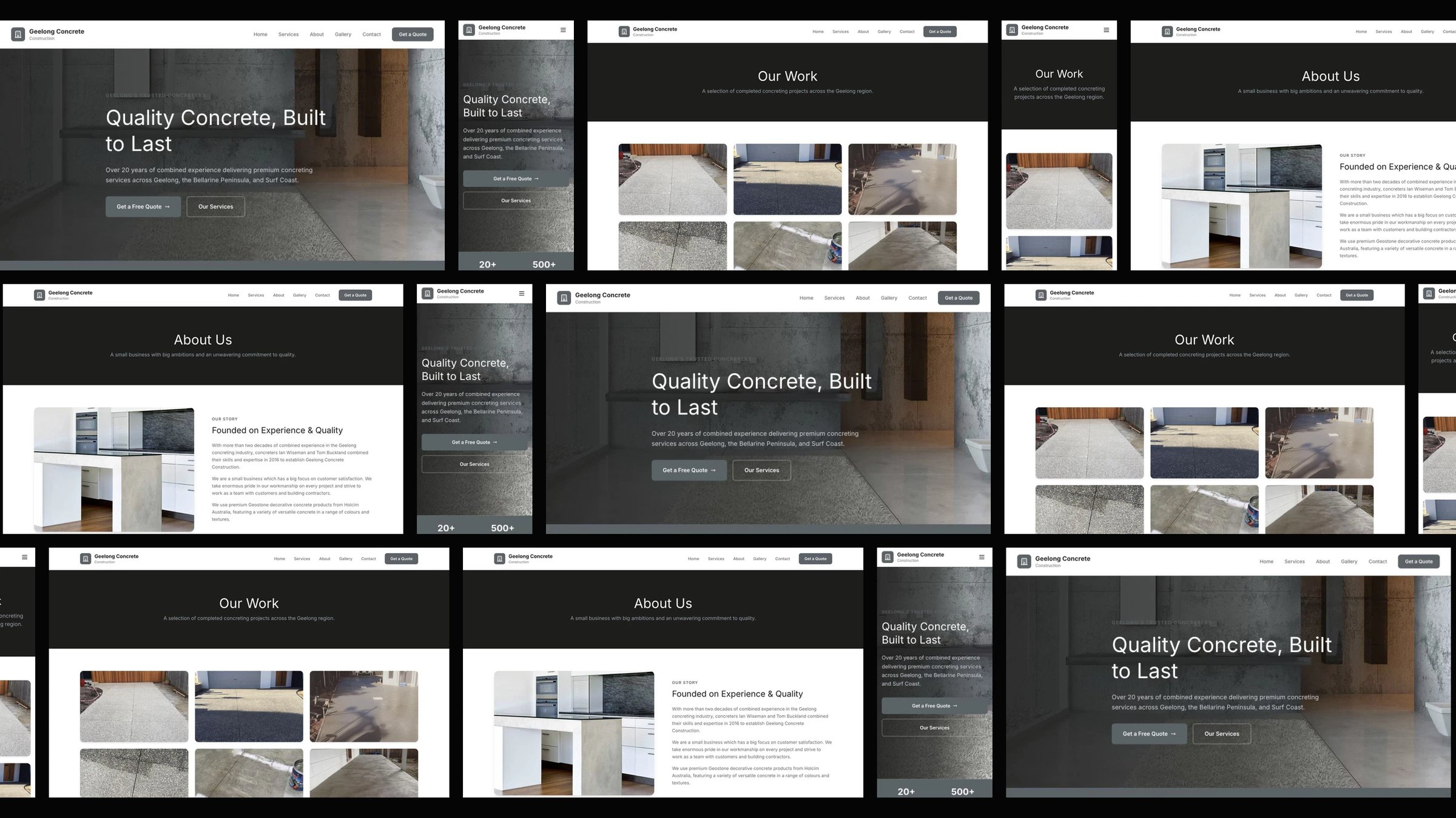 Geelong Concrete Construction: desktop and mobile website designs