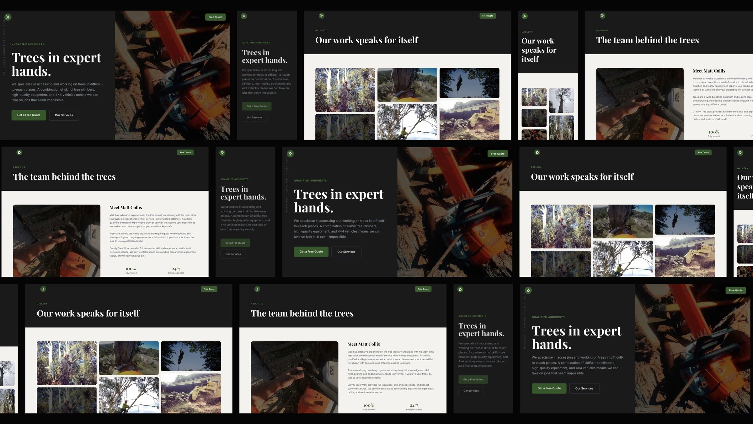 Gravity Tree Worx: desktop and mobile website designs
