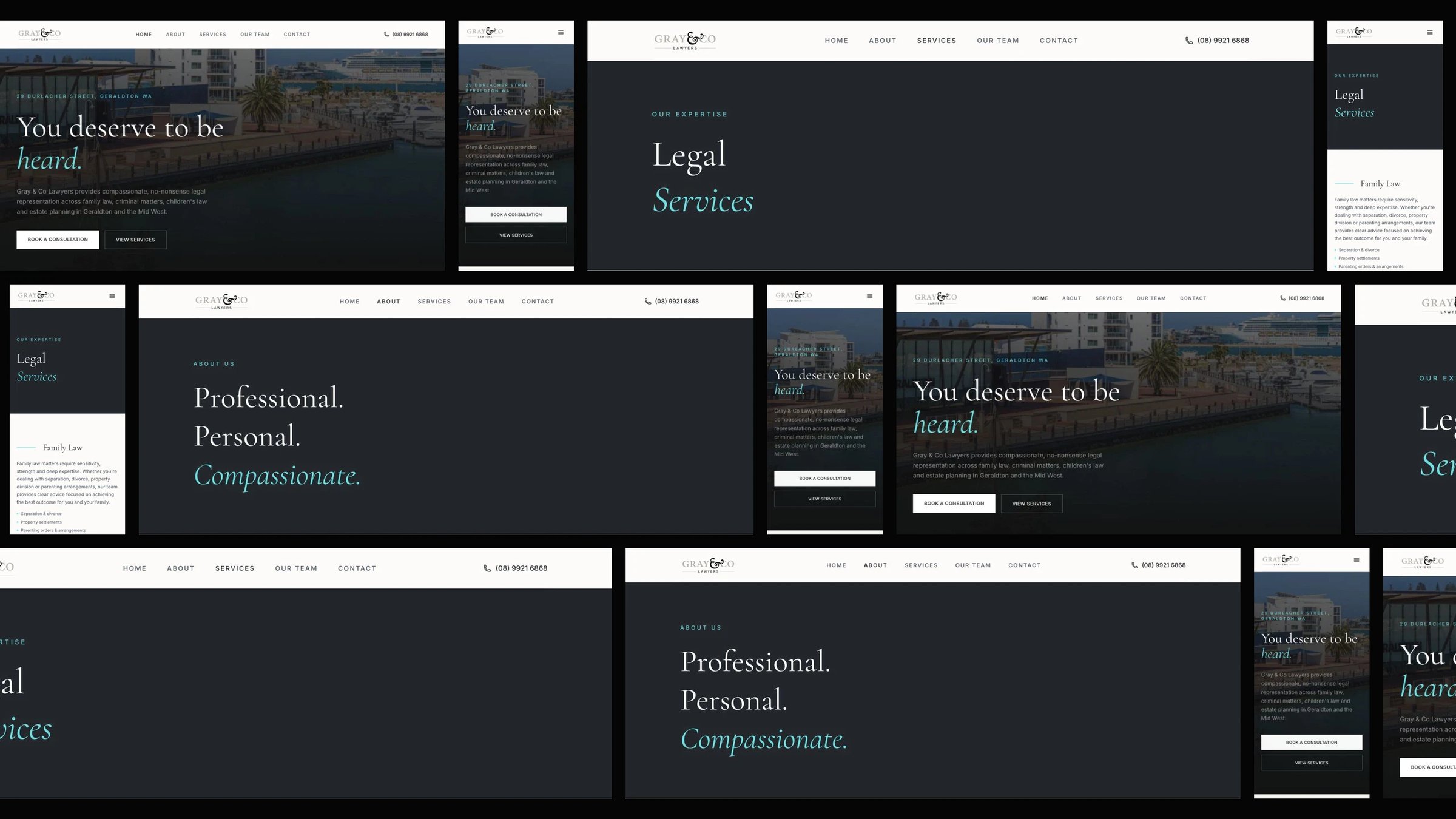 Gray & Co Lawyers: desktop and mobile website designs