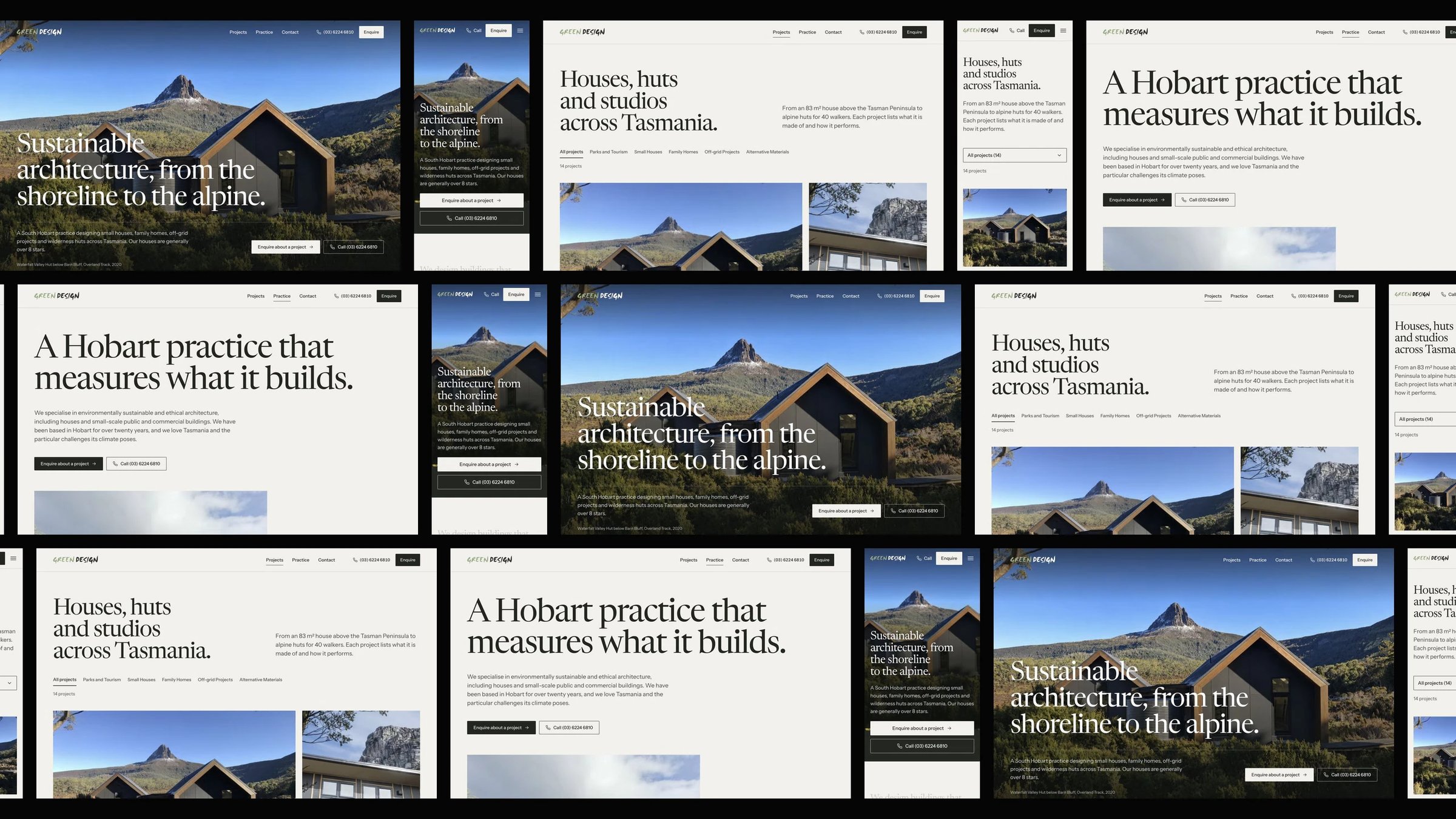 Green Design Architects: desktop and mobile website designs