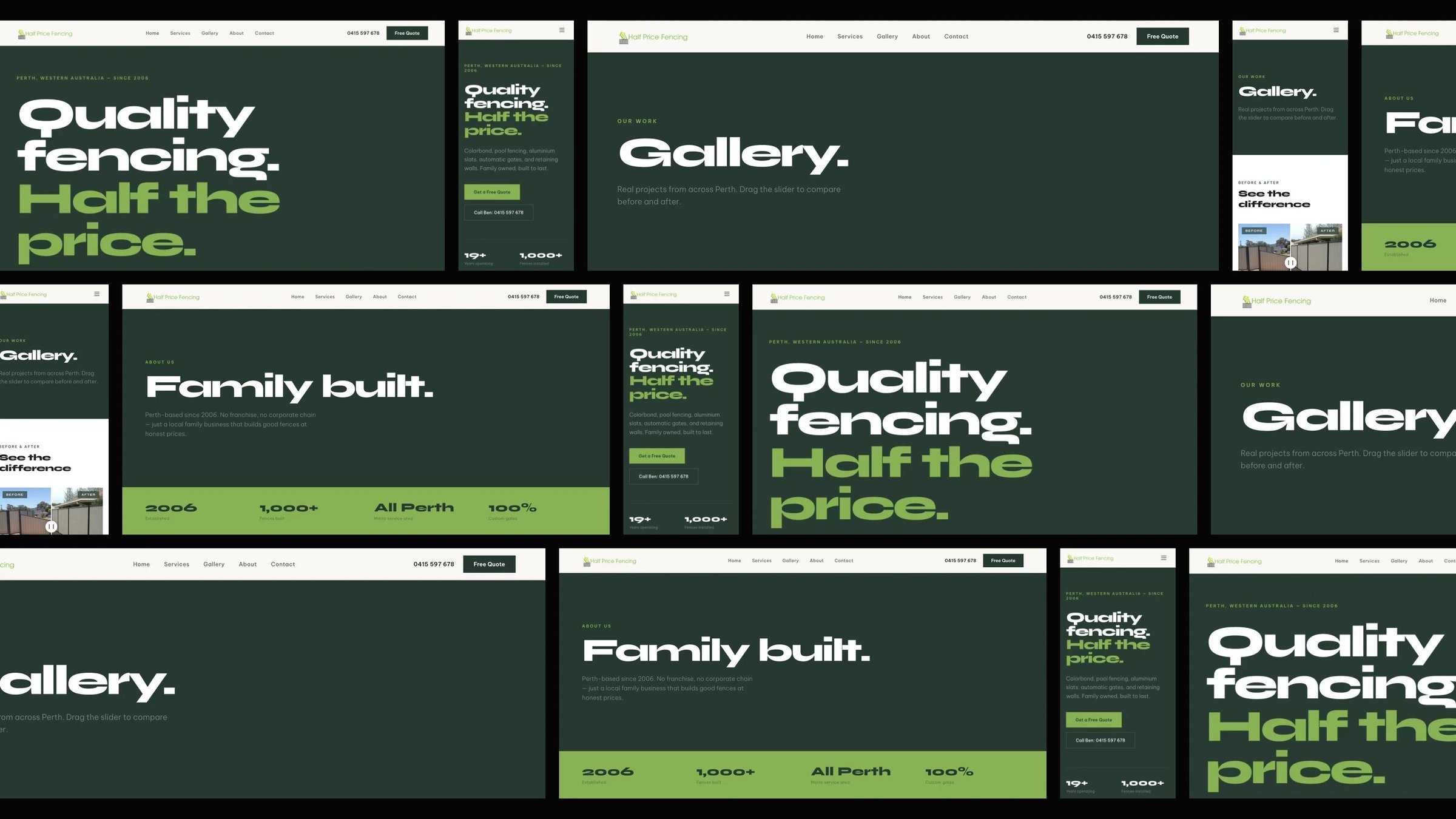 Half Price Fencing: desktop and mobile website designs