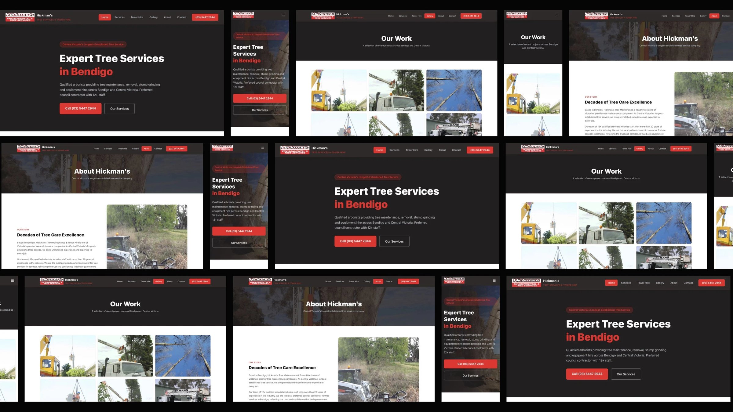 Hickman's Tree Services: desktop and mobile website designs