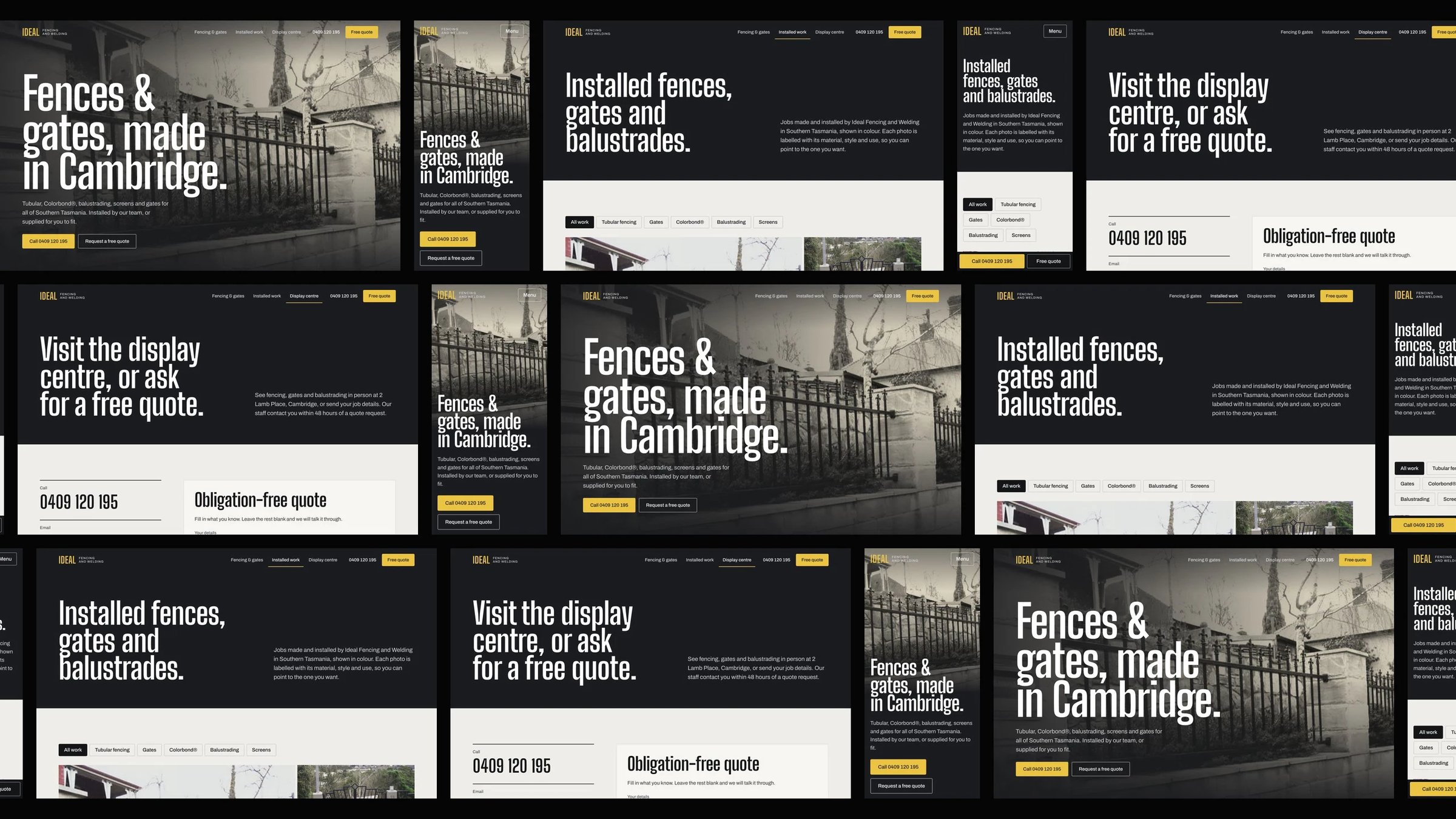 Ideal Fencing and Welding: desktop and mobile website designs