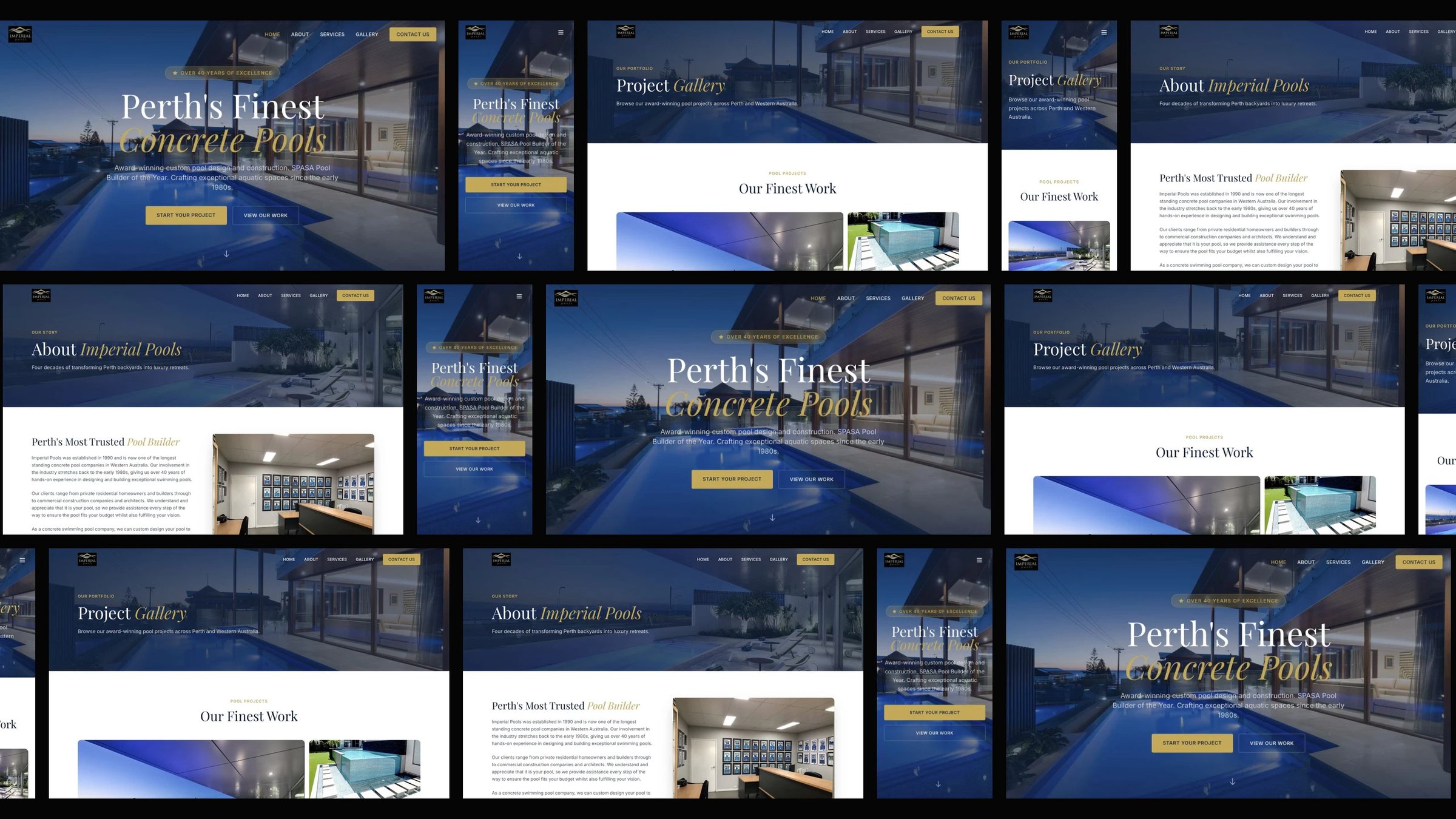 Imperial Pools: desktop and mobile website designs