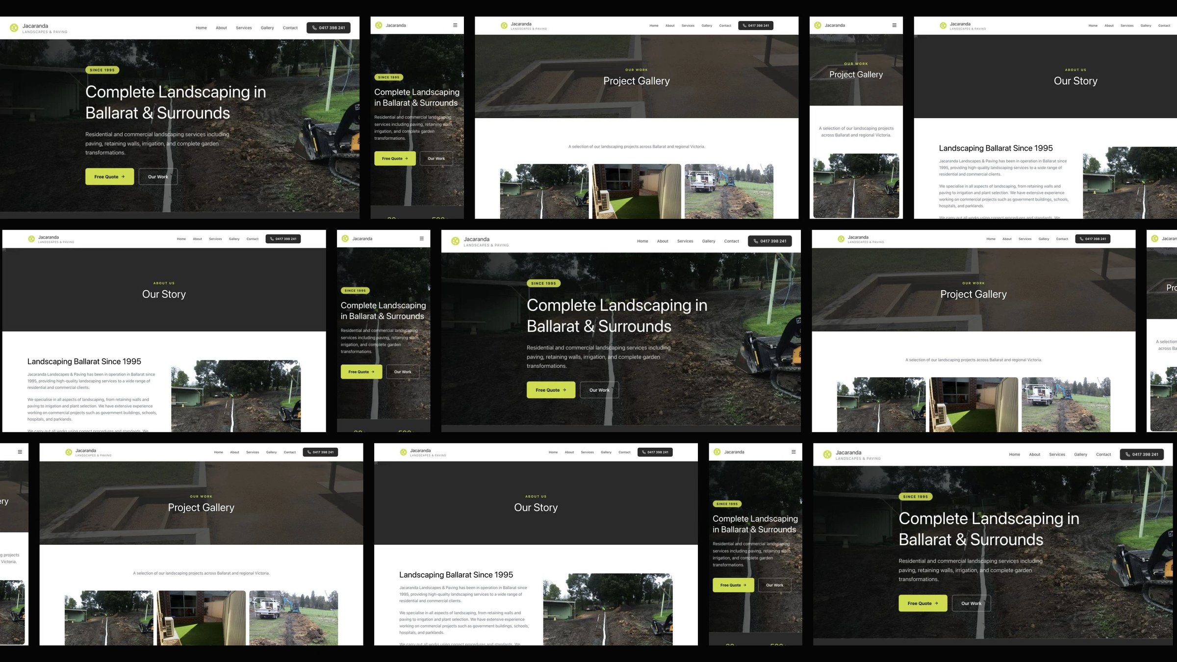 Jacaranda Landscapes & Paving: desktop and mobile website designs