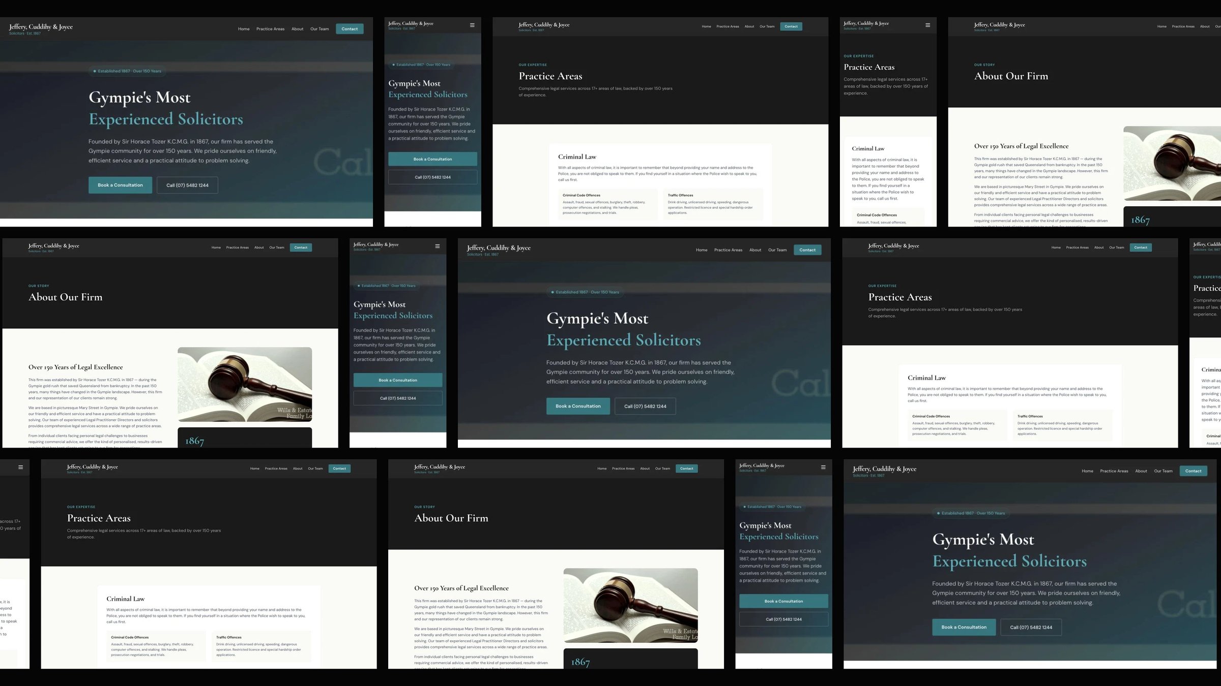 Jeffery, Cuddihy & Joyce: desktop and mobile website designs
