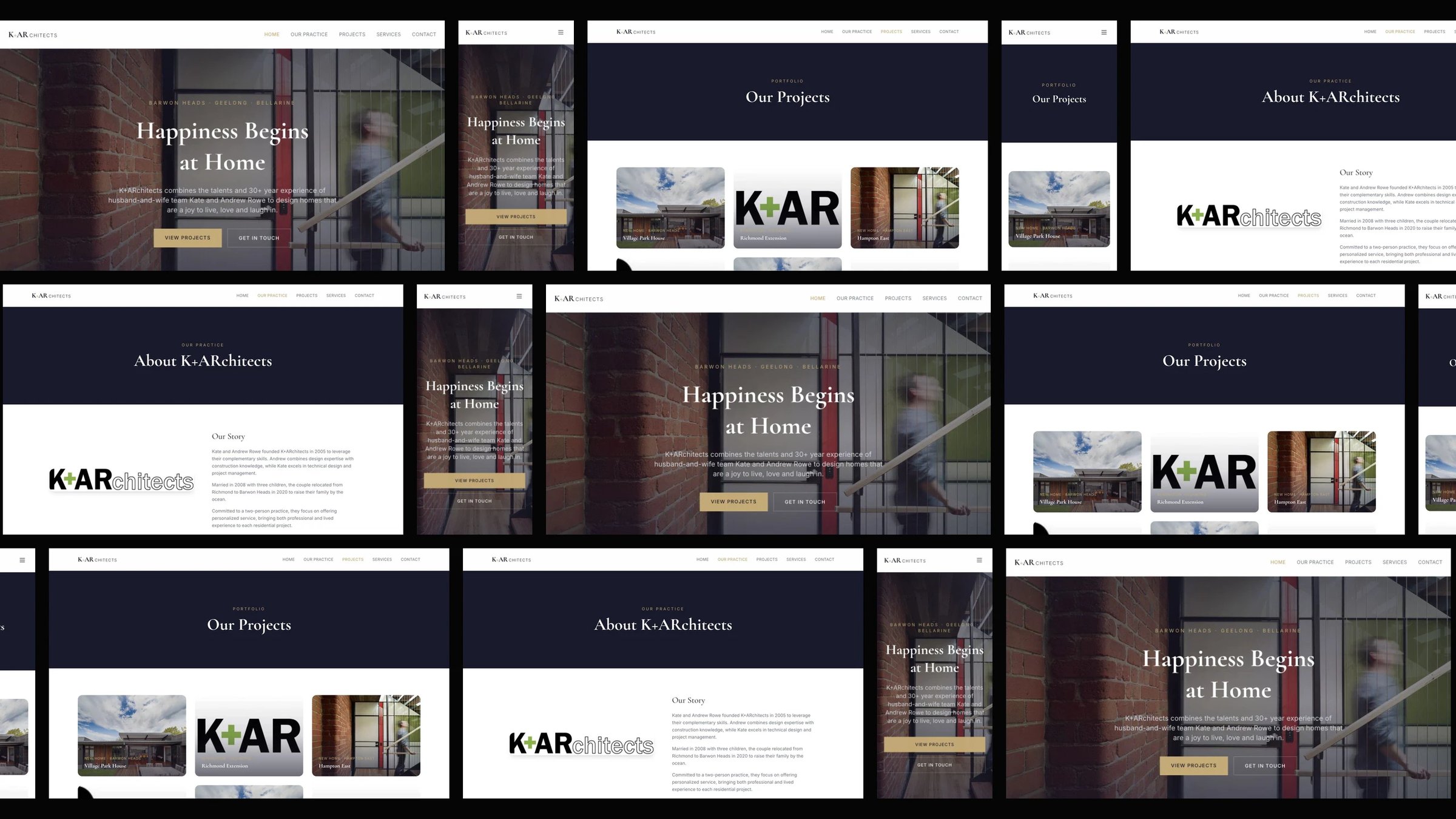 K+ARchitects: desktop and mobile website designs