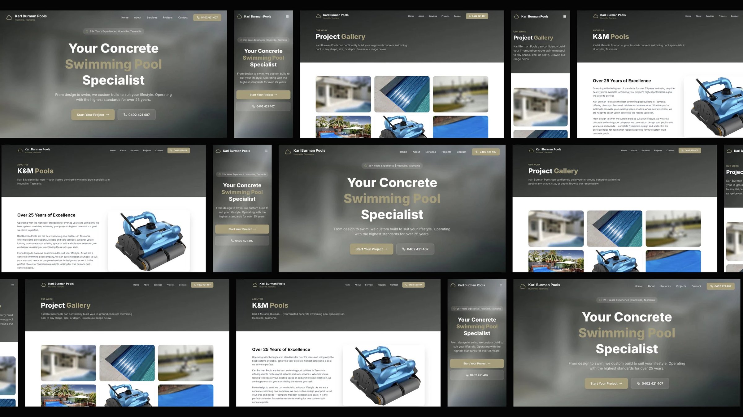 Karl Burman Pools: desktop and mobile website designs