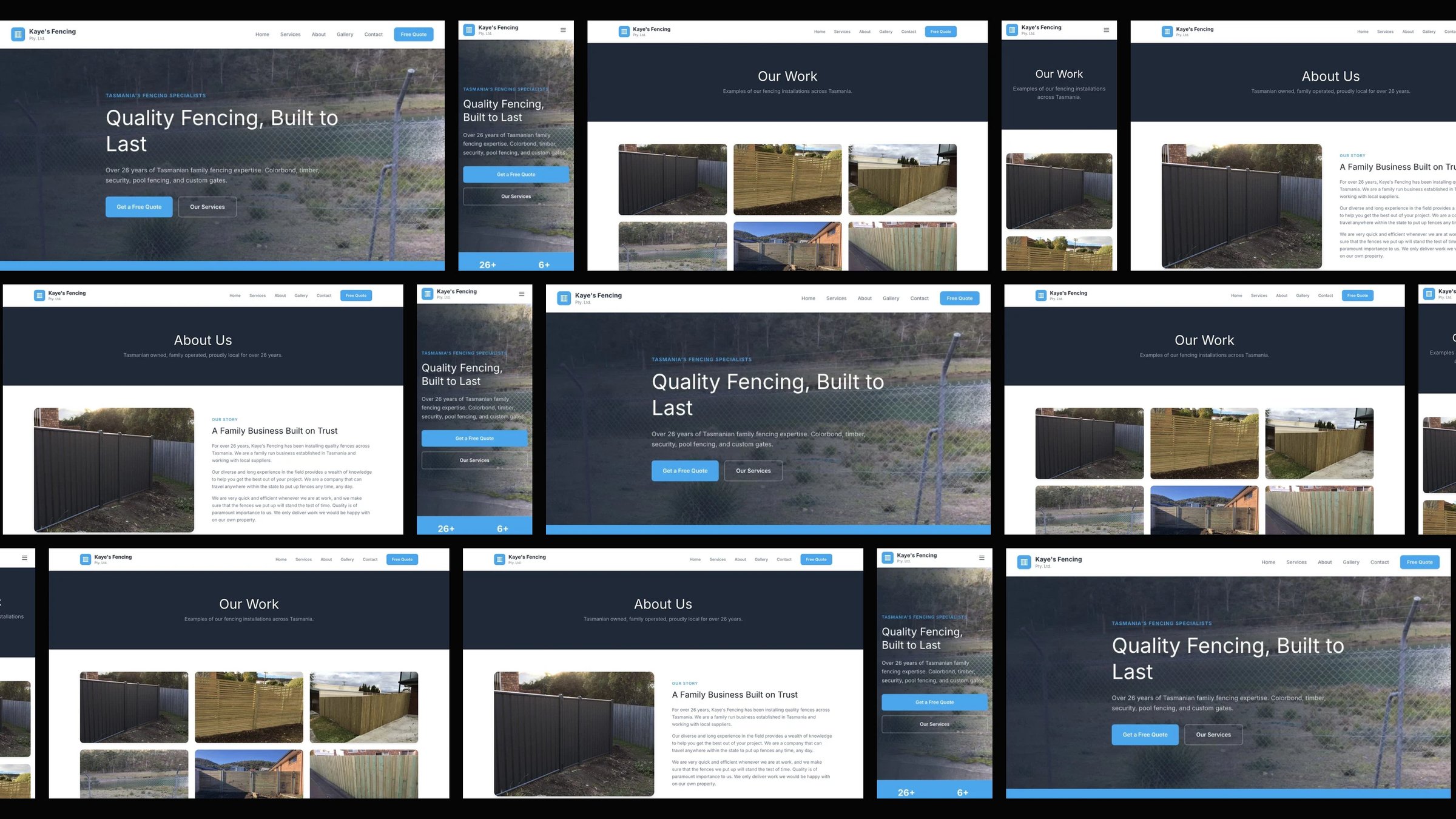 Kaye's Fencing: desktop and mobile website designs
