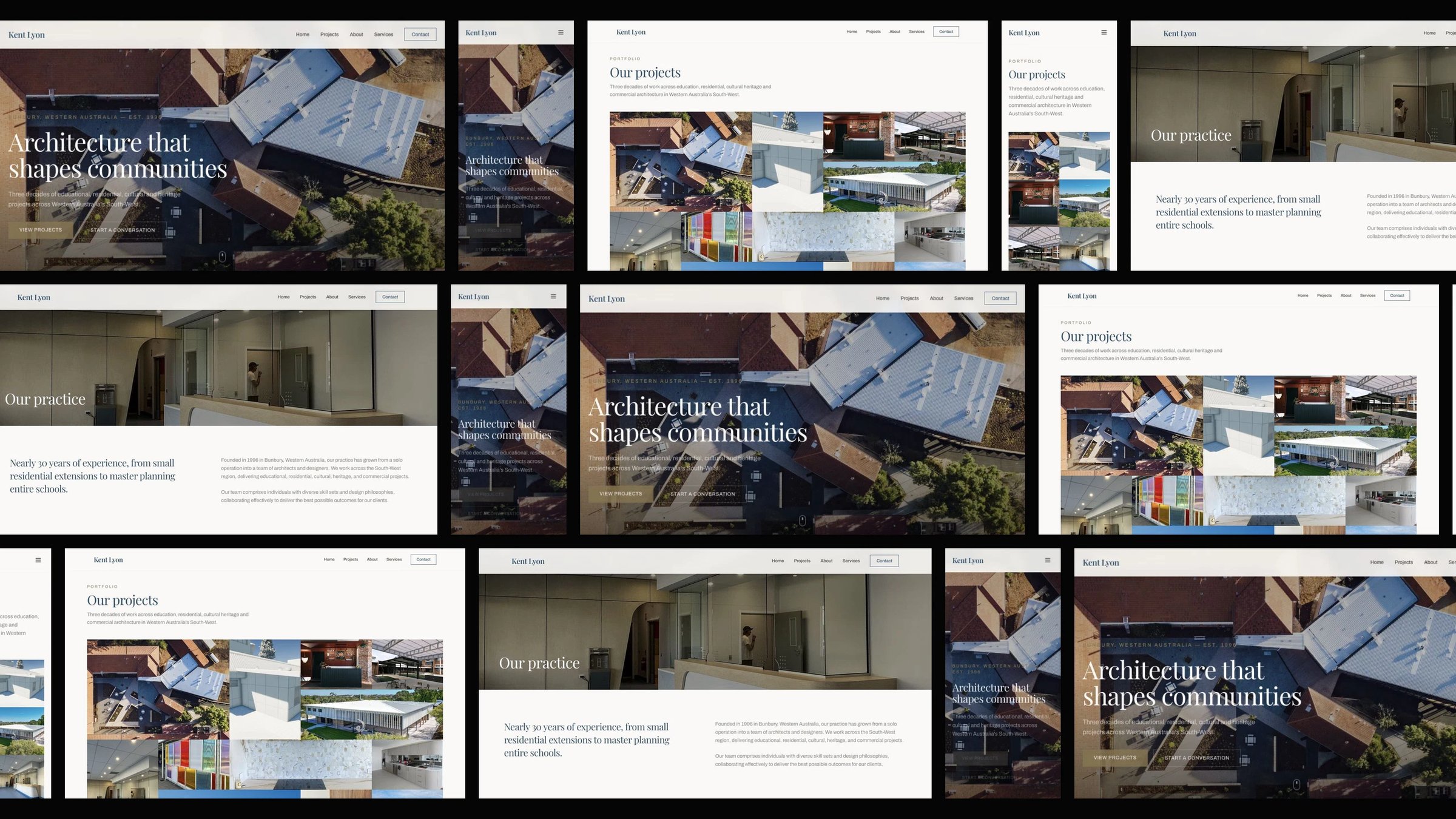 Kent Lyon Architect: desktop and mobile website designs
