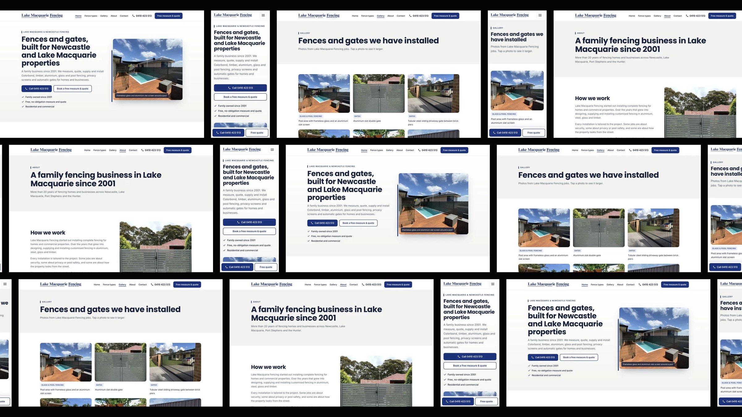 Lake Macquarie Fencing: desktop and mobile website designs