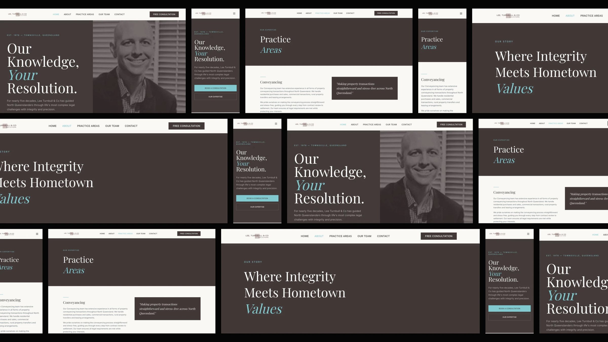 Lee Turnbull & Co: desktop and mobile website designs