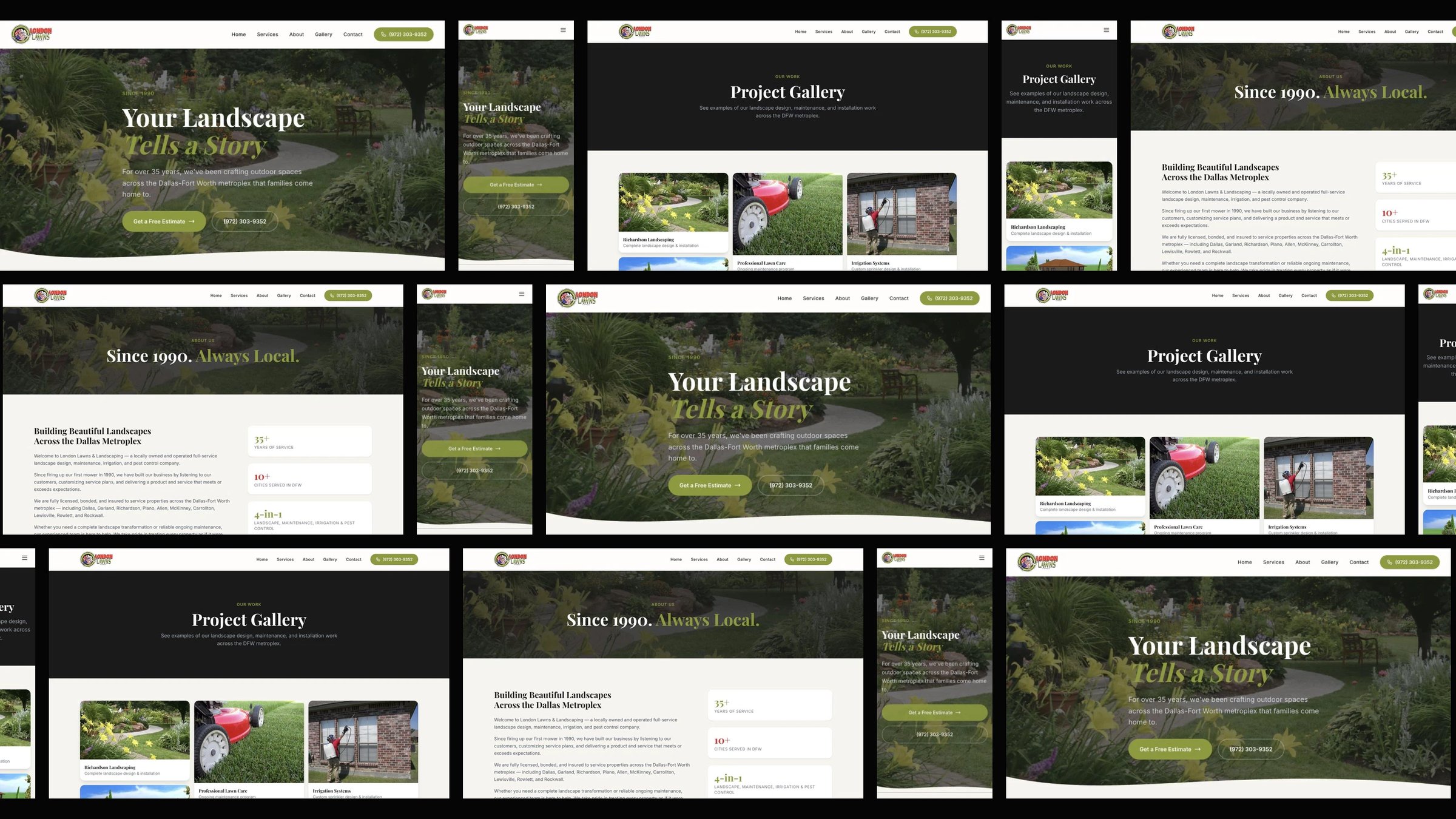 London Lawns & Landscaping: desktop and mobile website designs