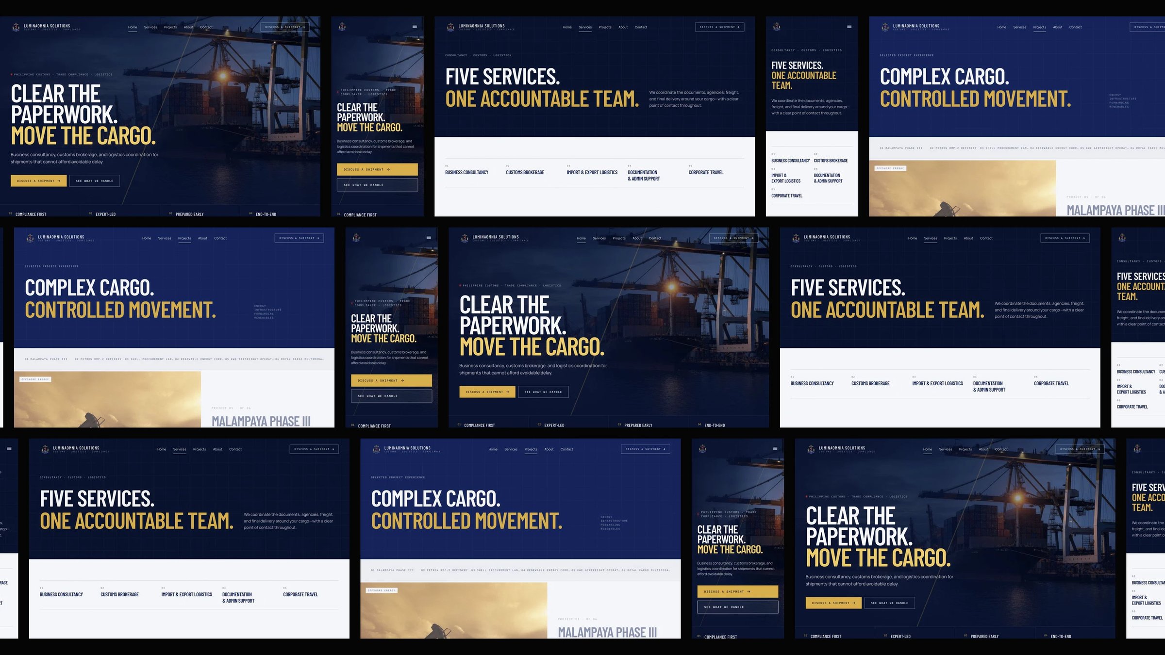LuminaOmnia: desktop and mobile website designs