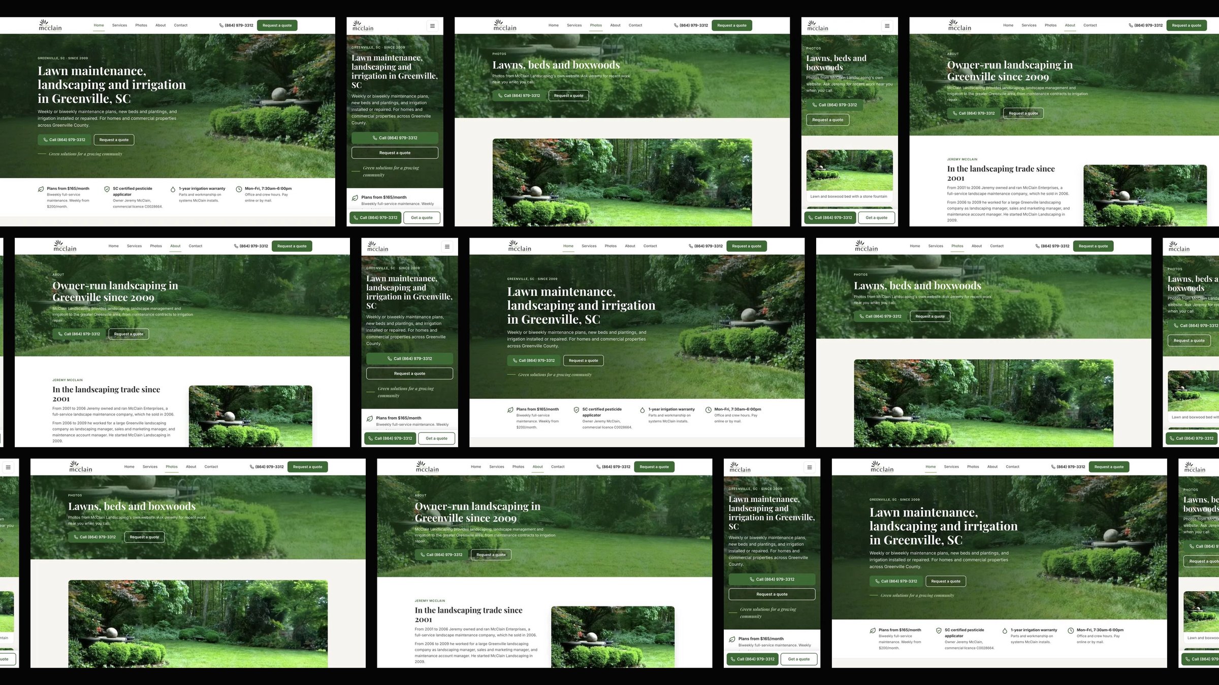 McClain Landscaping: desktop and mobile website designs