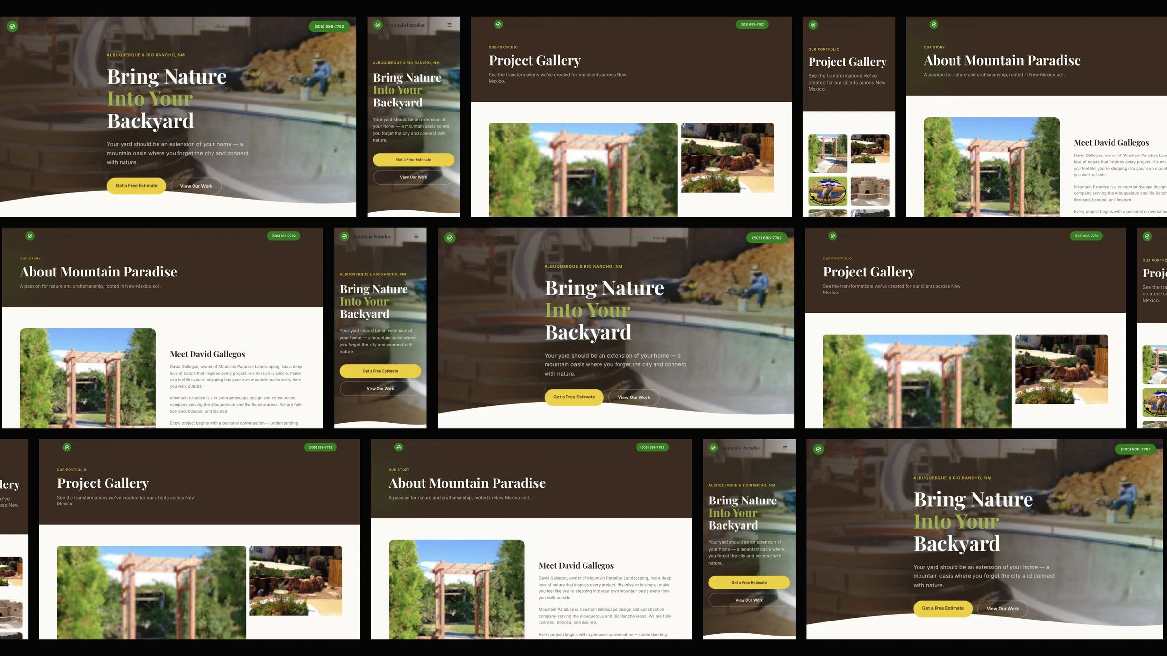 Mountain Paradise Landscaping: desktop and mobile website designs