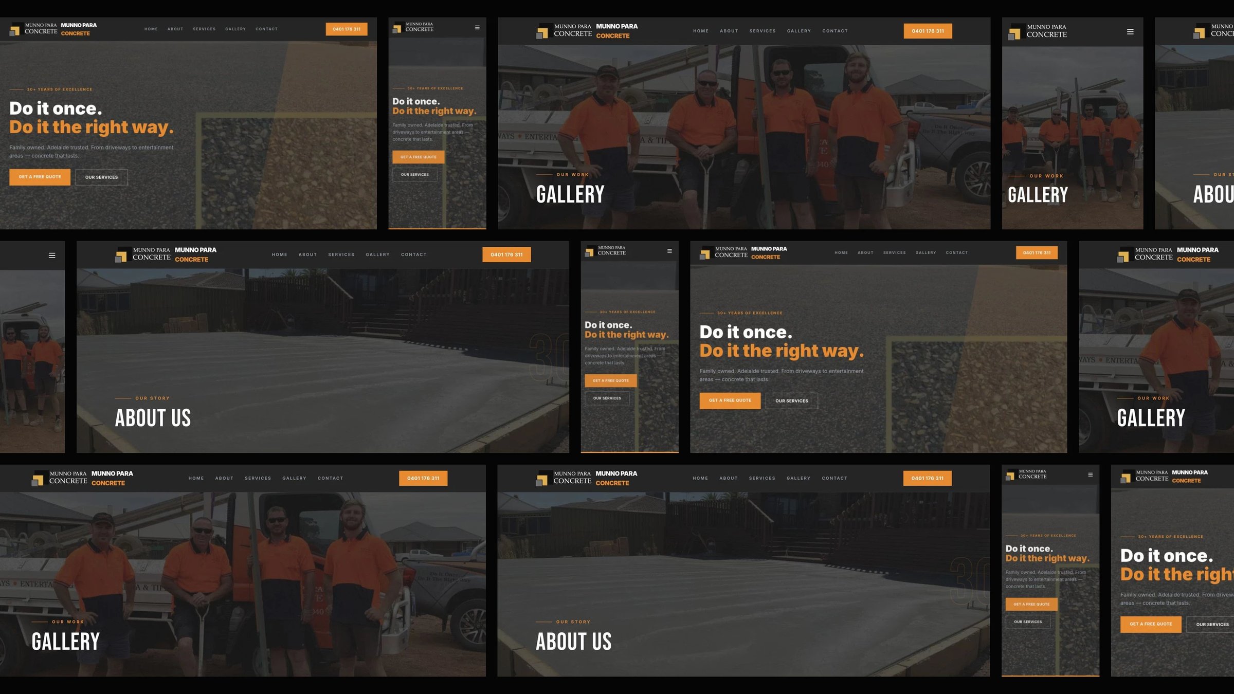 Munno Para Concrete: desktop and mobile website designs