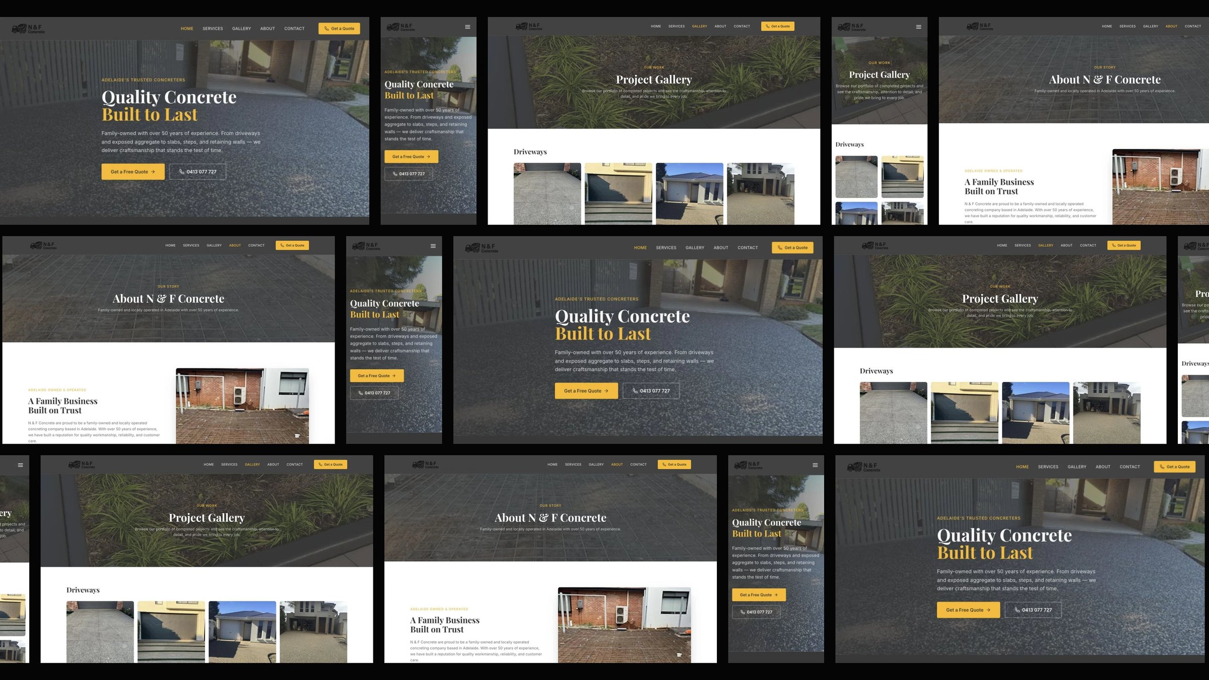 N & F Concrete Specialists: desktop and mobile website designs
