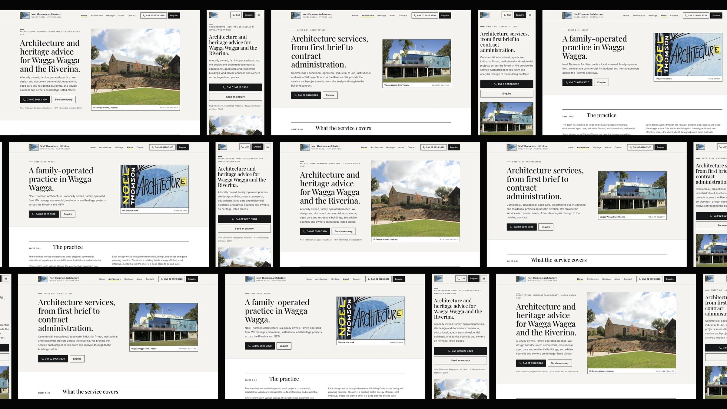 Noel Thomson Architecture: desktop and mobile website designs