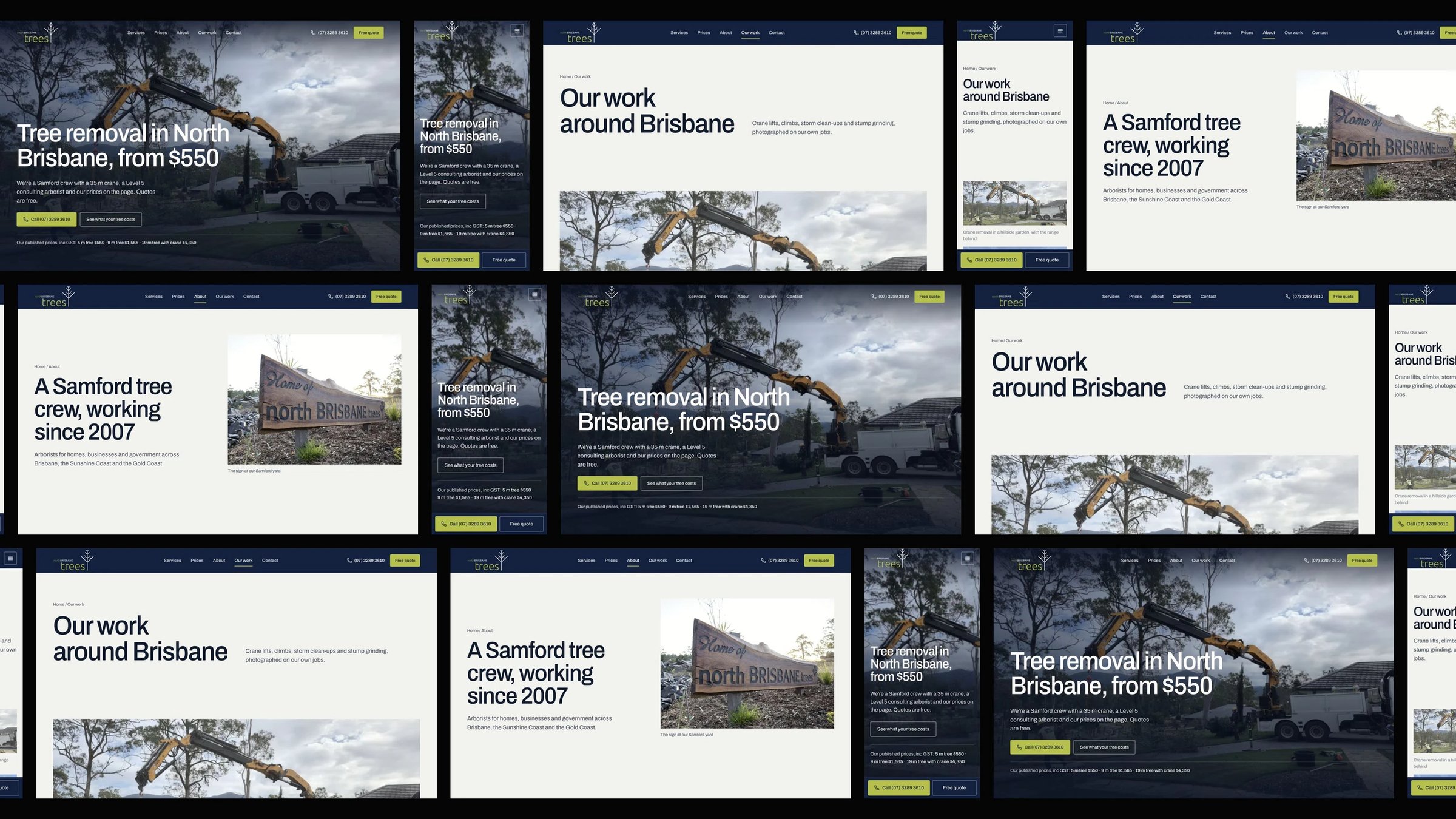 North Brisbane Trees: desktop and mobile website designs