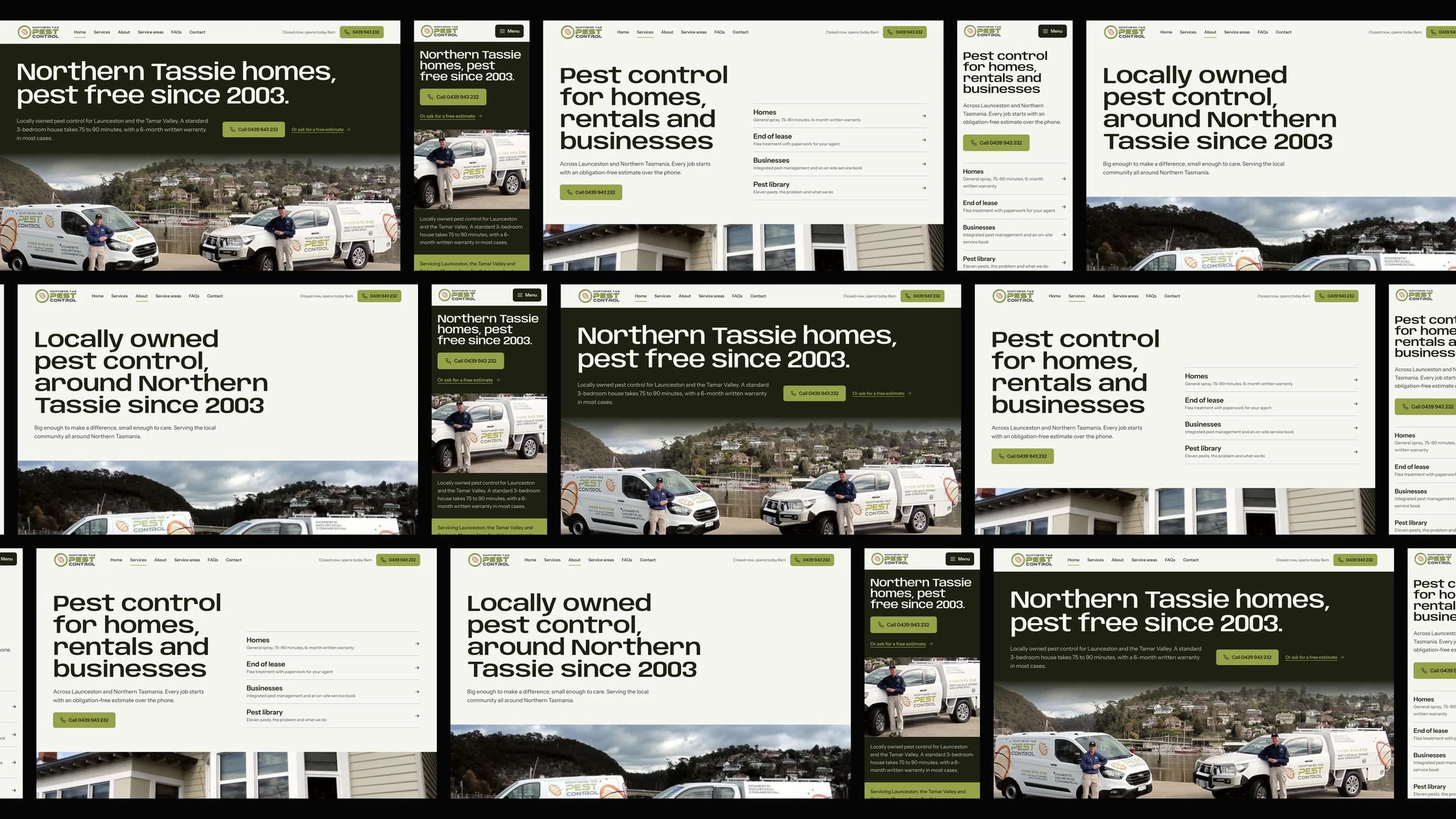 Northern Tas Pest Control: desktop and mobile website designs