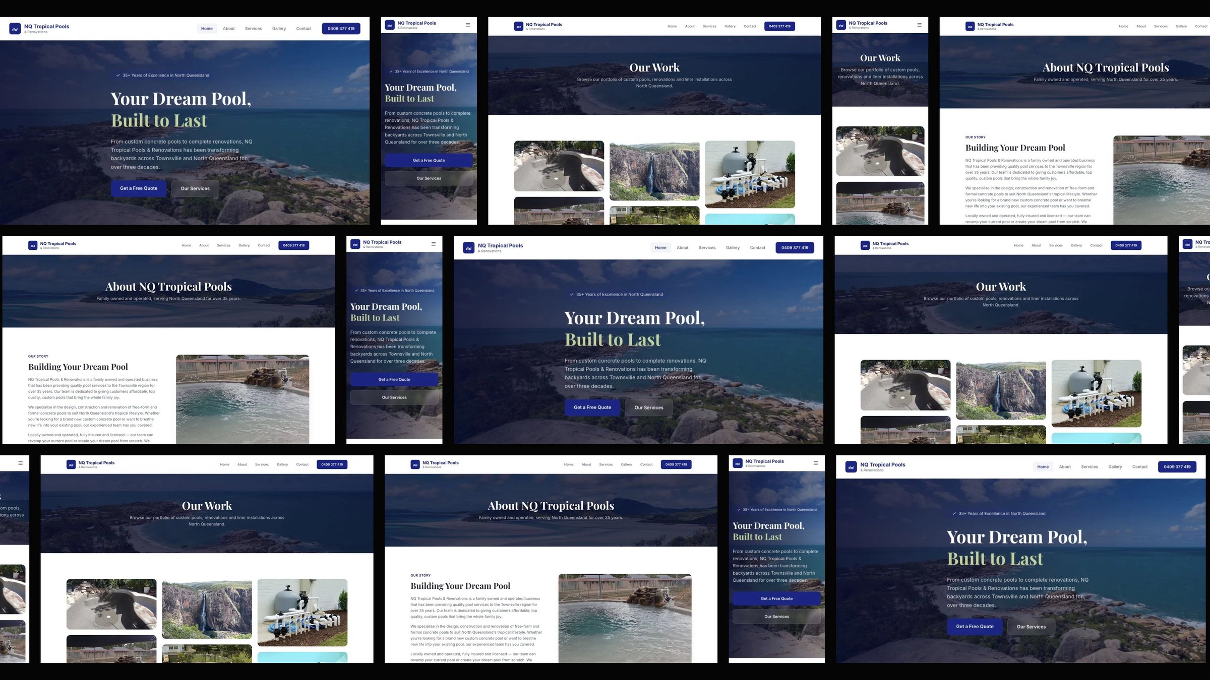 NQ Tropical Pools & Renovations: desktop and mobile website designs