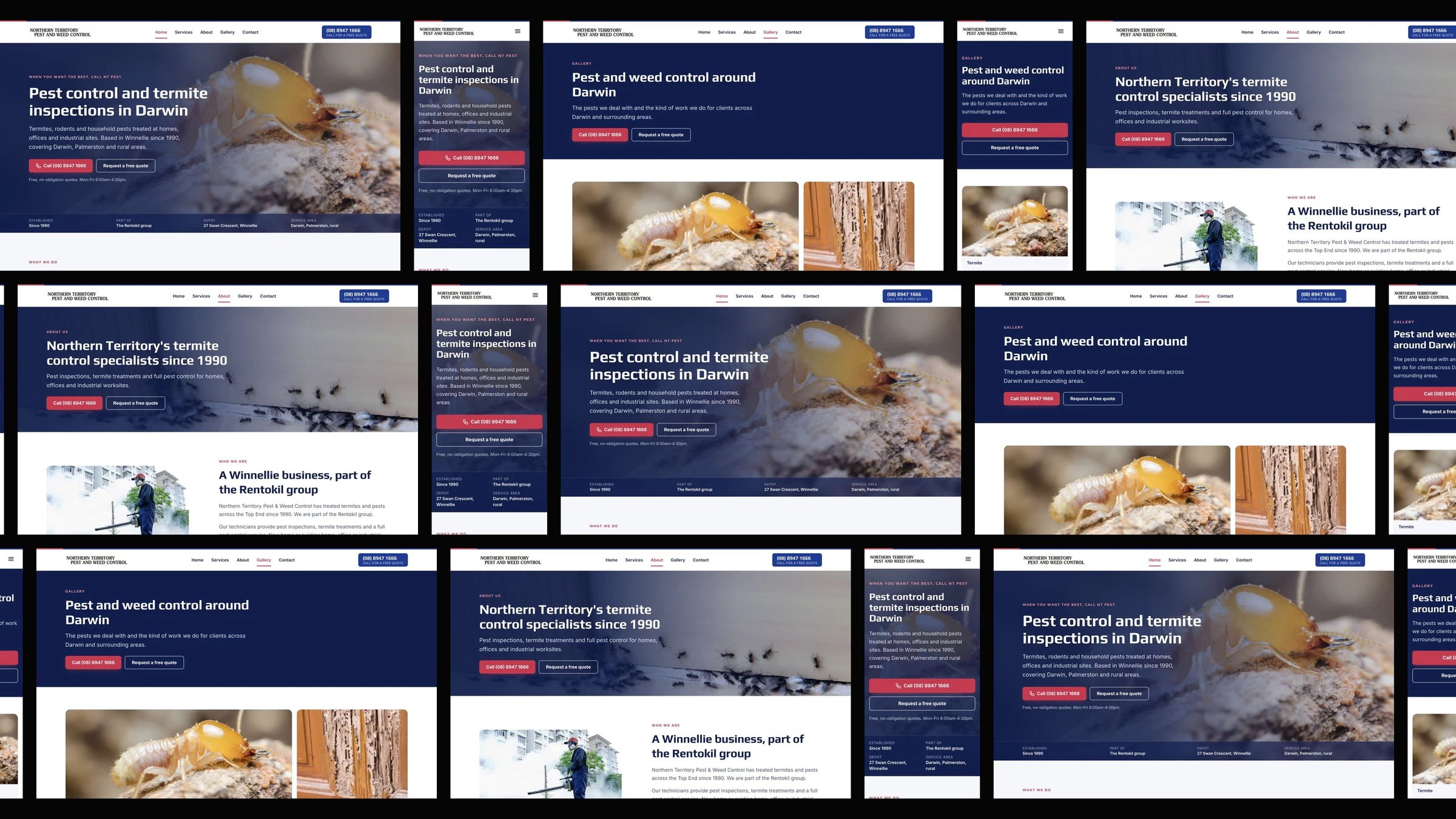 NT Pest & Weed Control: desktop and mobile website designs