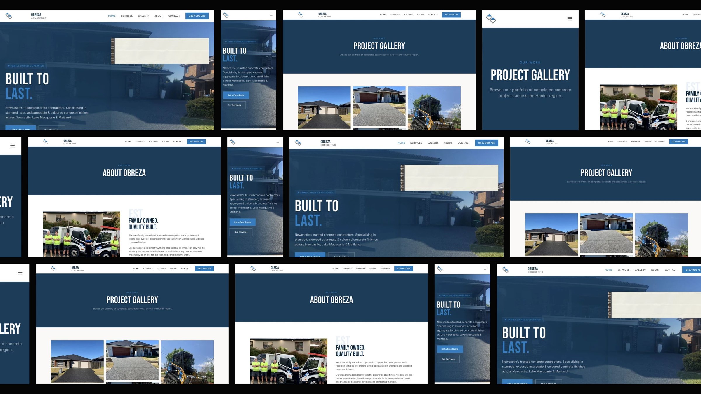OBreza Concreting: desktop and mobile website designs