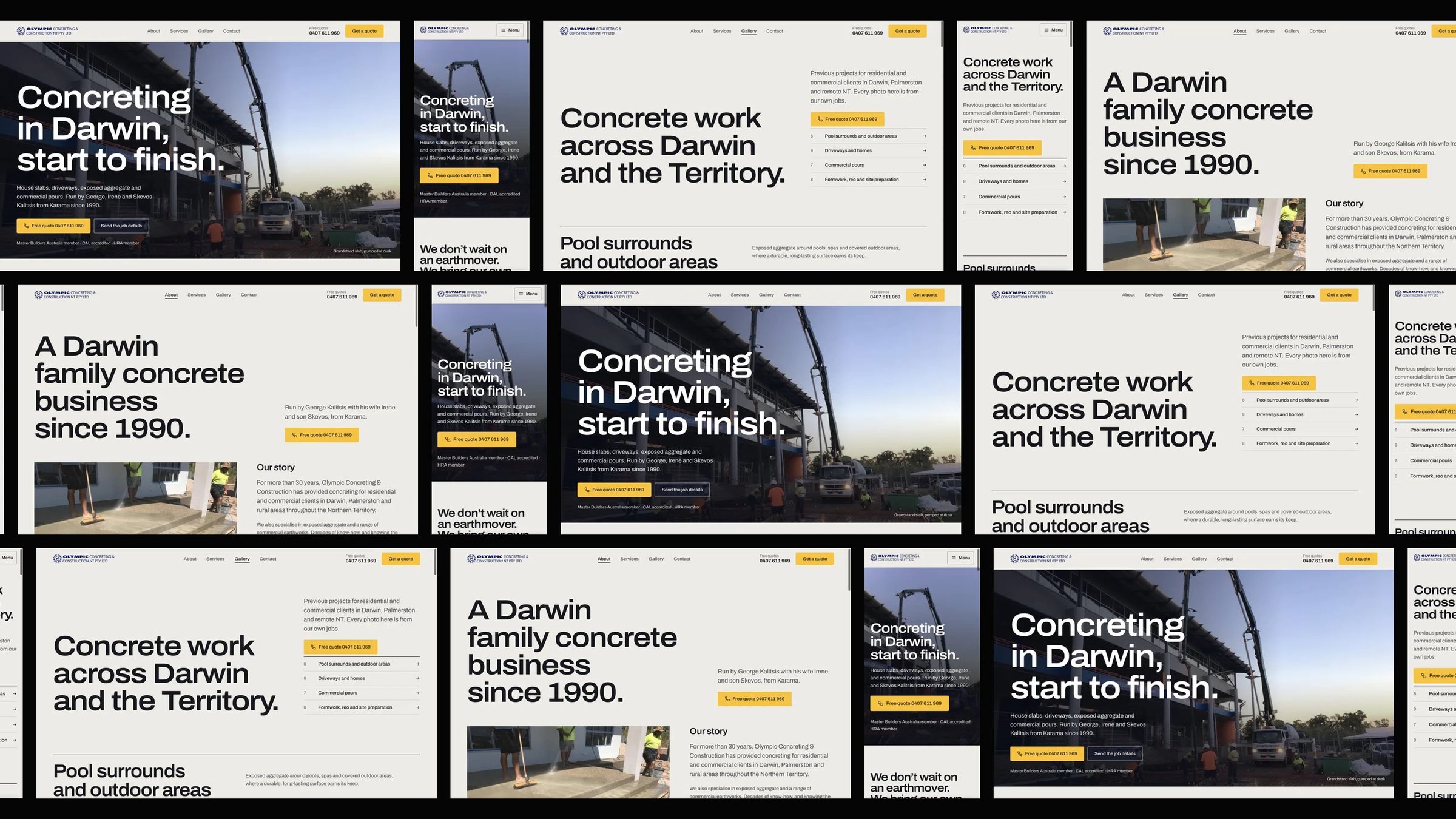 Olympic Concreting & Construction: desktop and mobile website designs