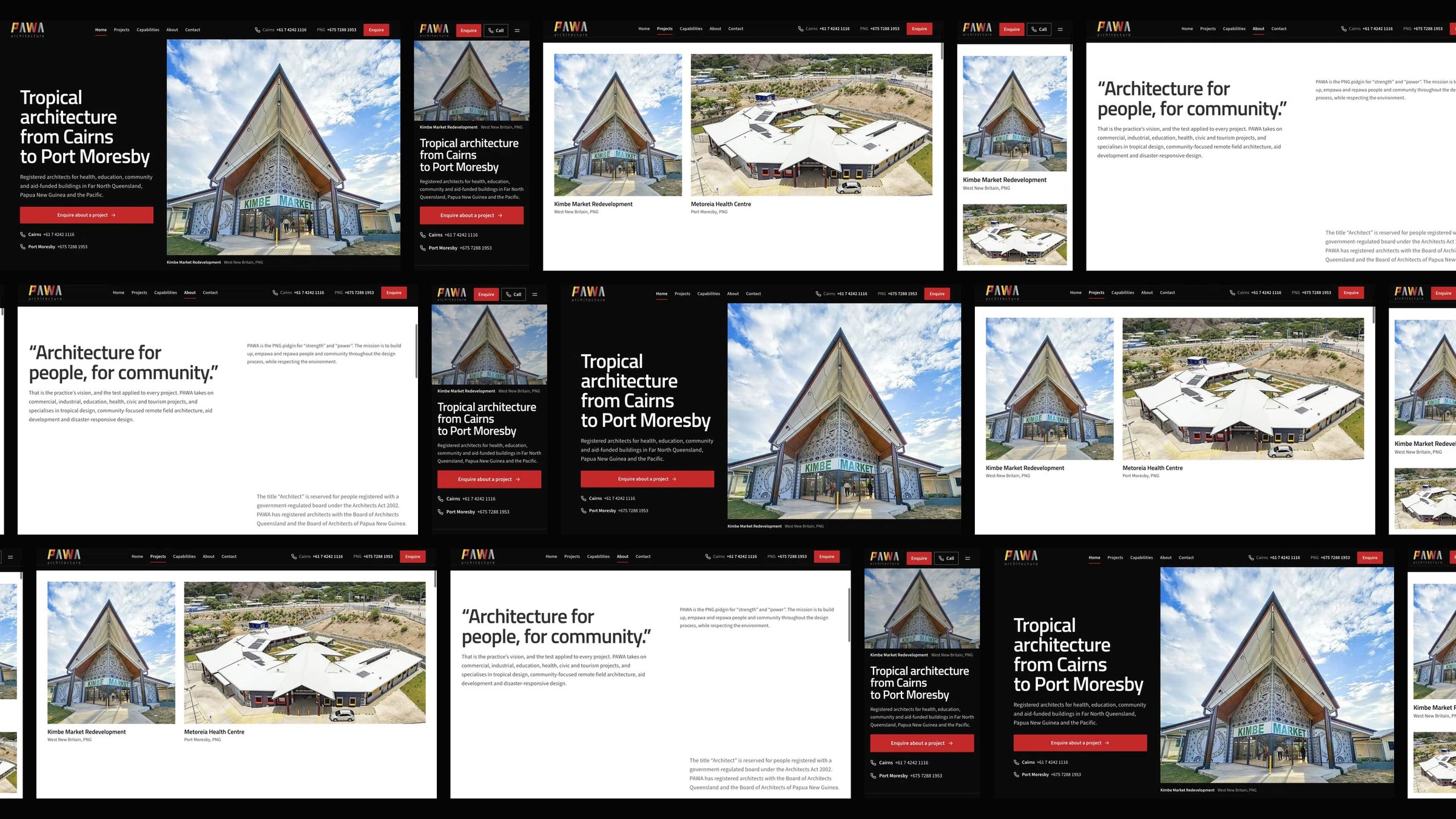 PAWA Architecture: desktop and mobile website designs