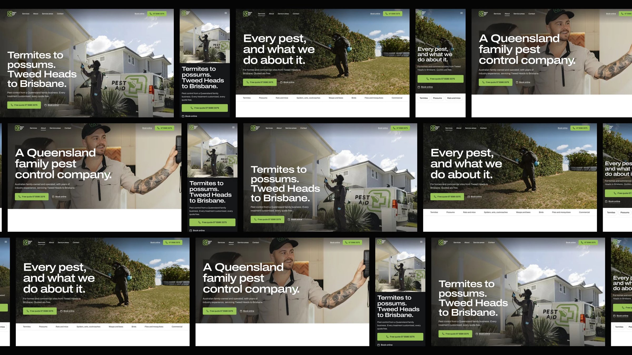 Pest Aid QLD: desktop and mobile website designs