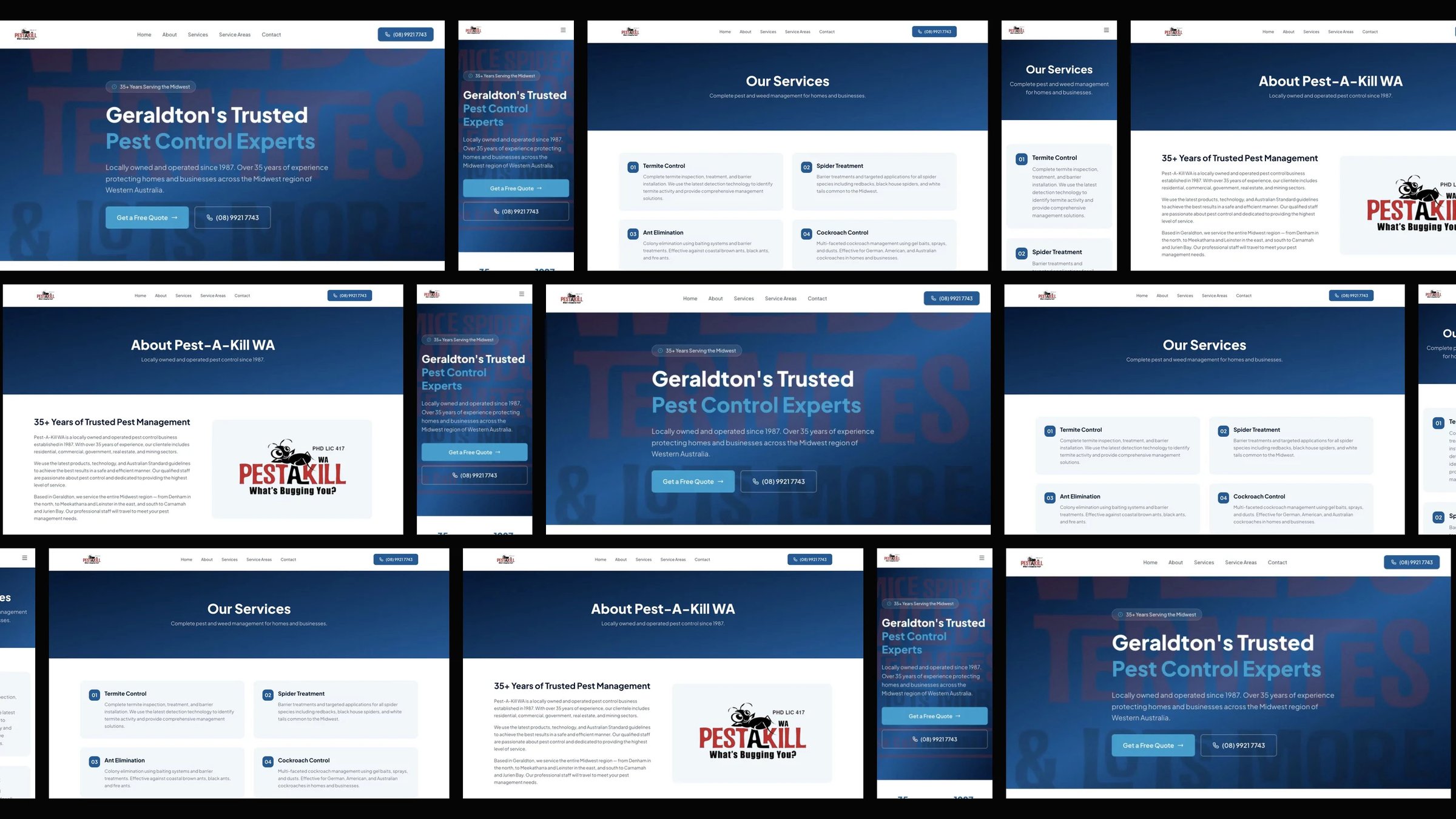 Pest-A-Kill WA: desktop and mobile website designs