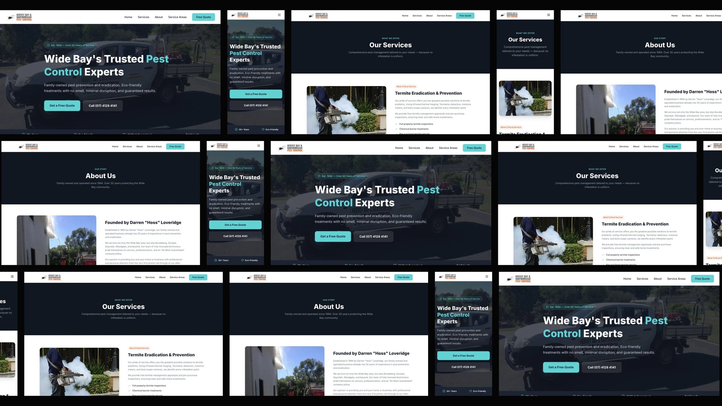 Hervey Bay & Maryborough Pest Control: desktop and mobile website designs