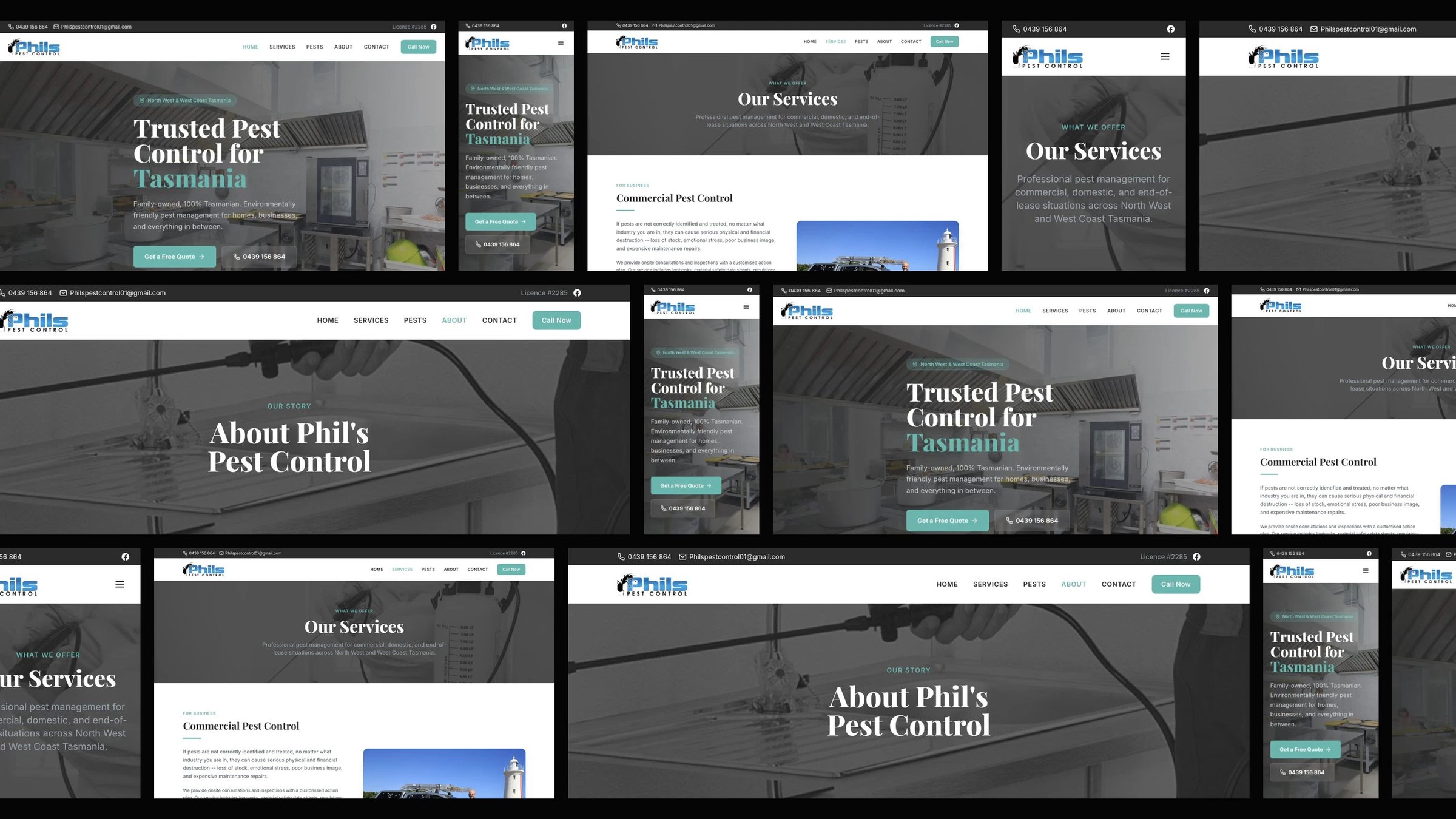 Phil's Pest Control: desktop and mobile website designs