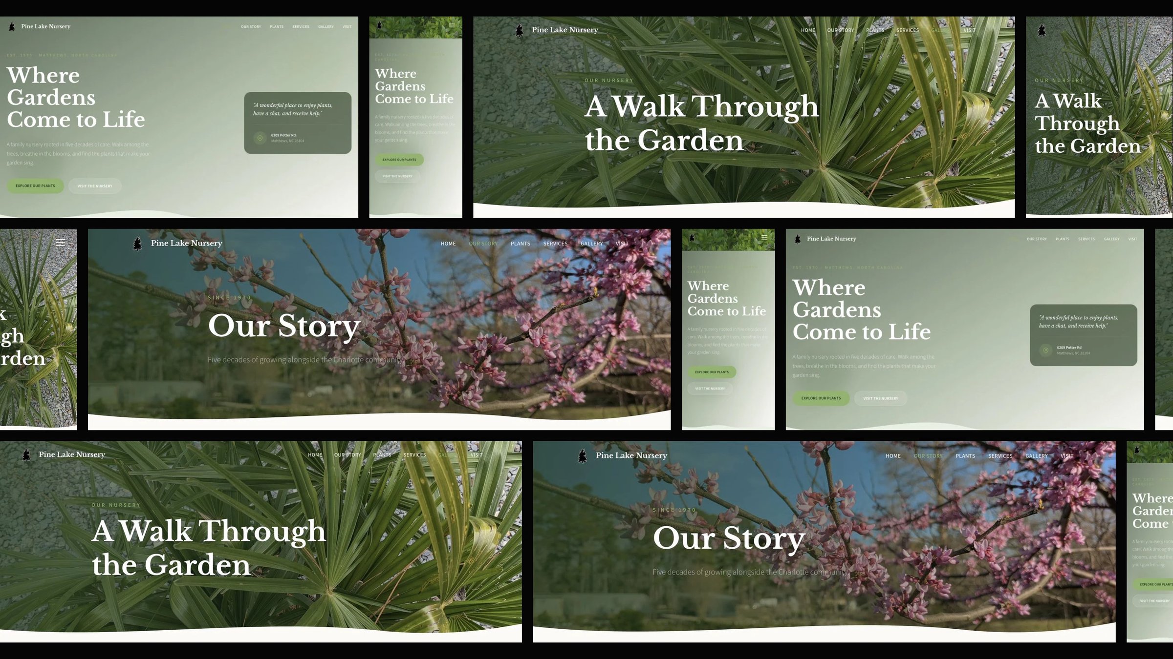 Pine Lake Nursery and Landscaping: desktop and mobile website designs