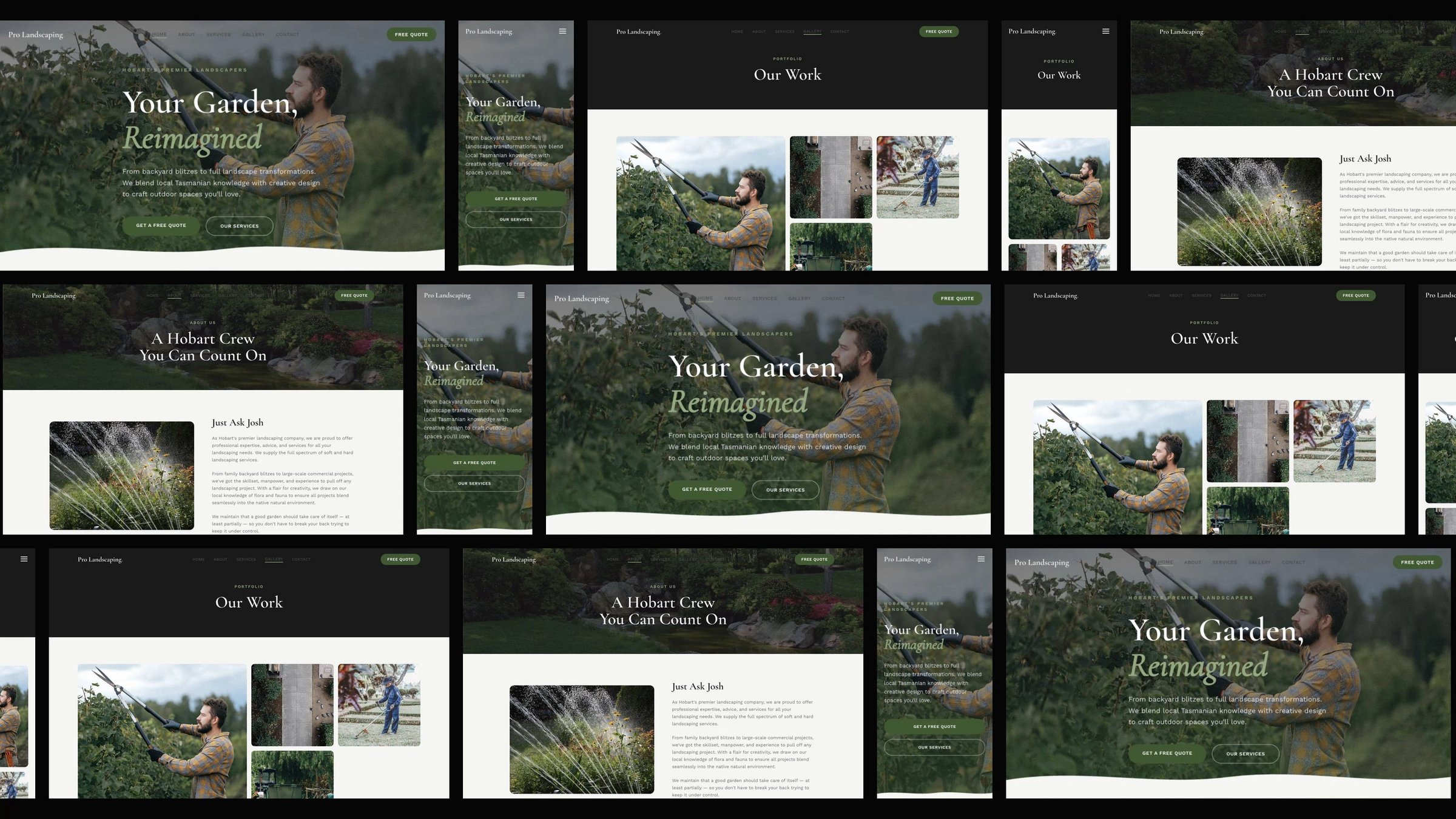 Pro Landscaping Hobart: desktop and mobile website designs