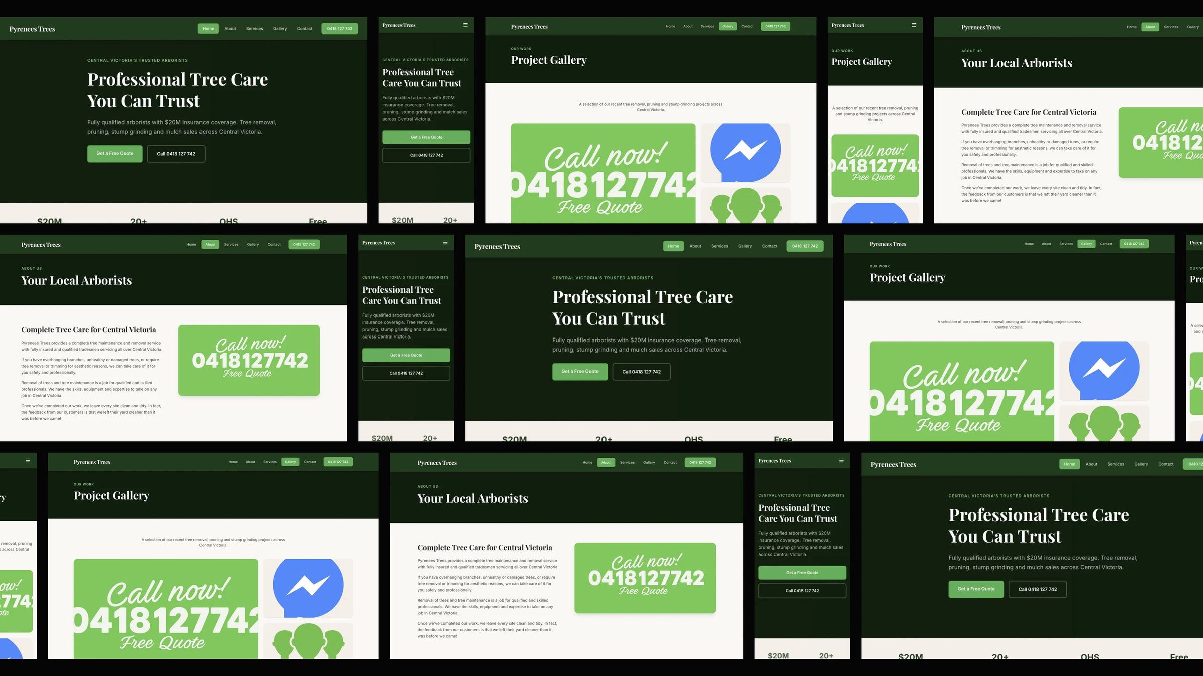Pyrenees Trees: desktop and mobile website designs