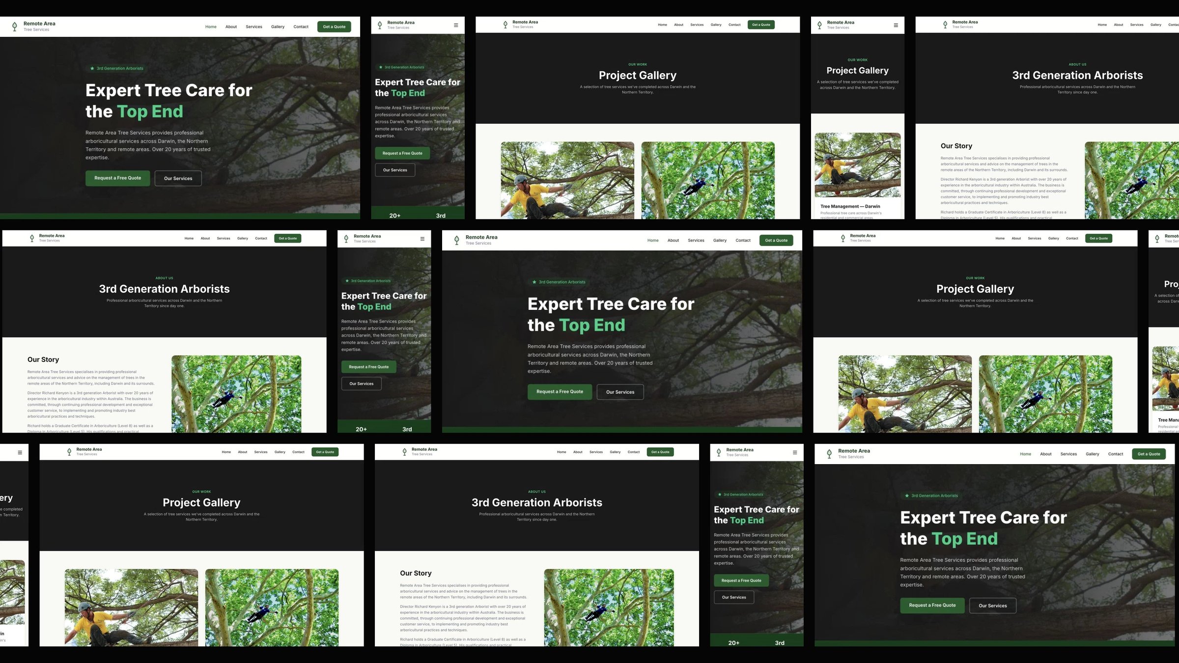 Remote Area Tree Services: desktop and mobile website designs