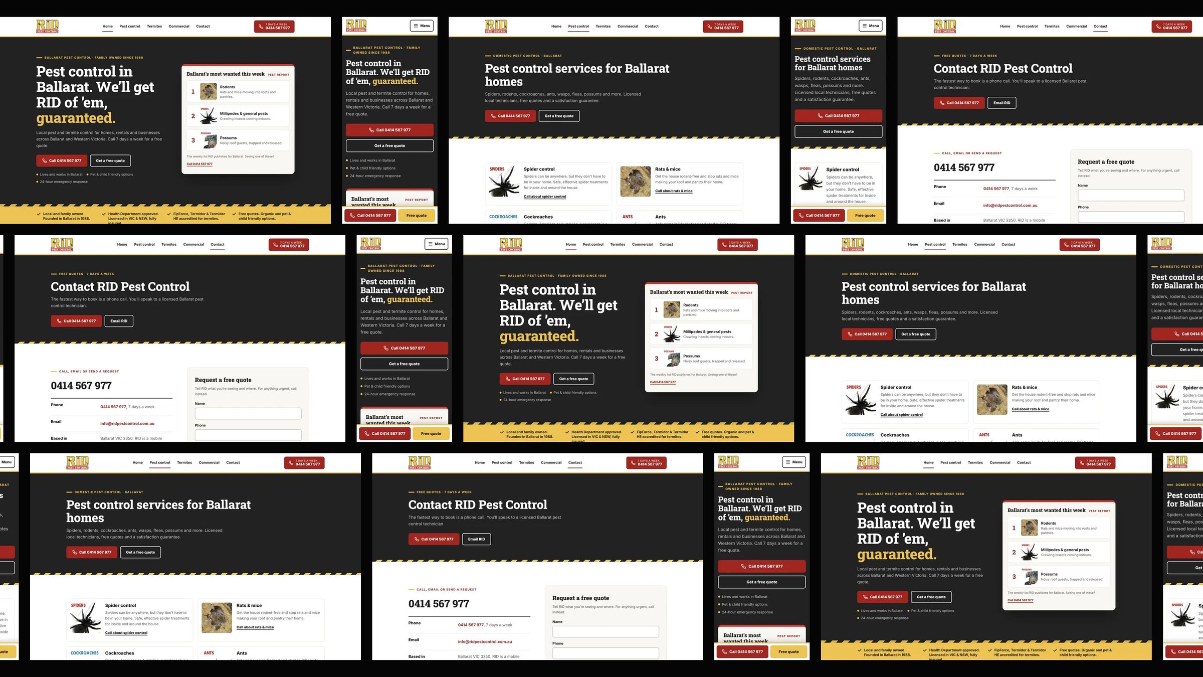 RID Pest Control: desktop and mobile website designs