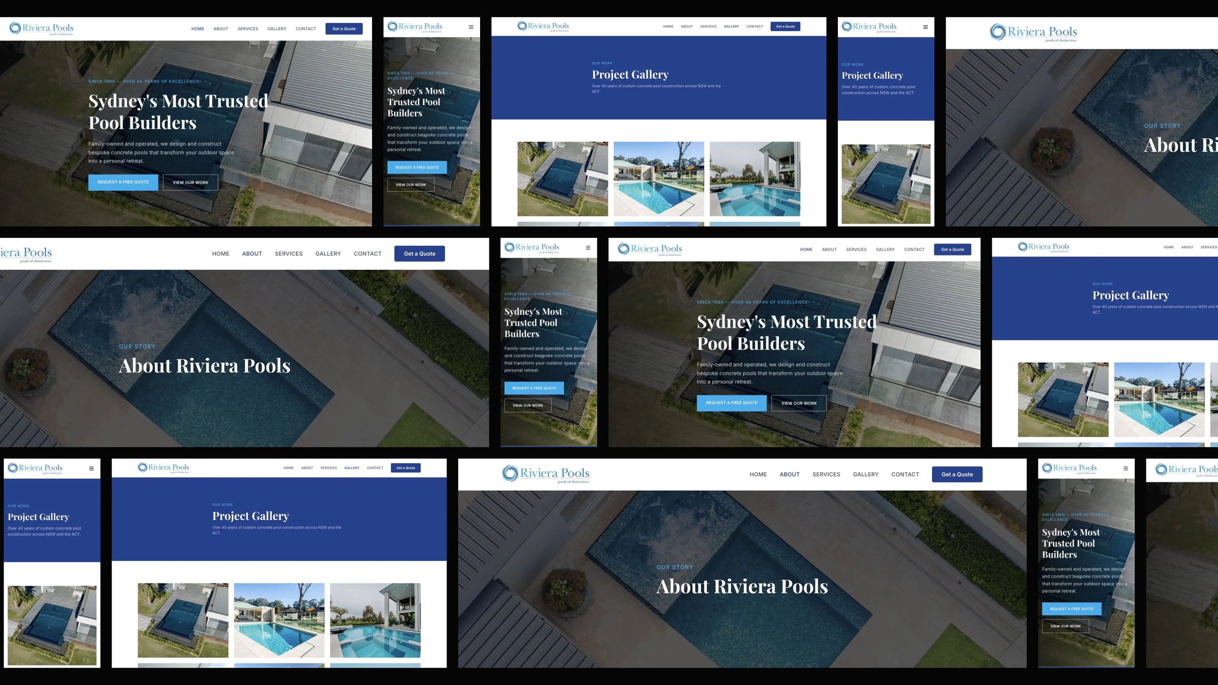 Riviera Pools: desktop and mobile website designs