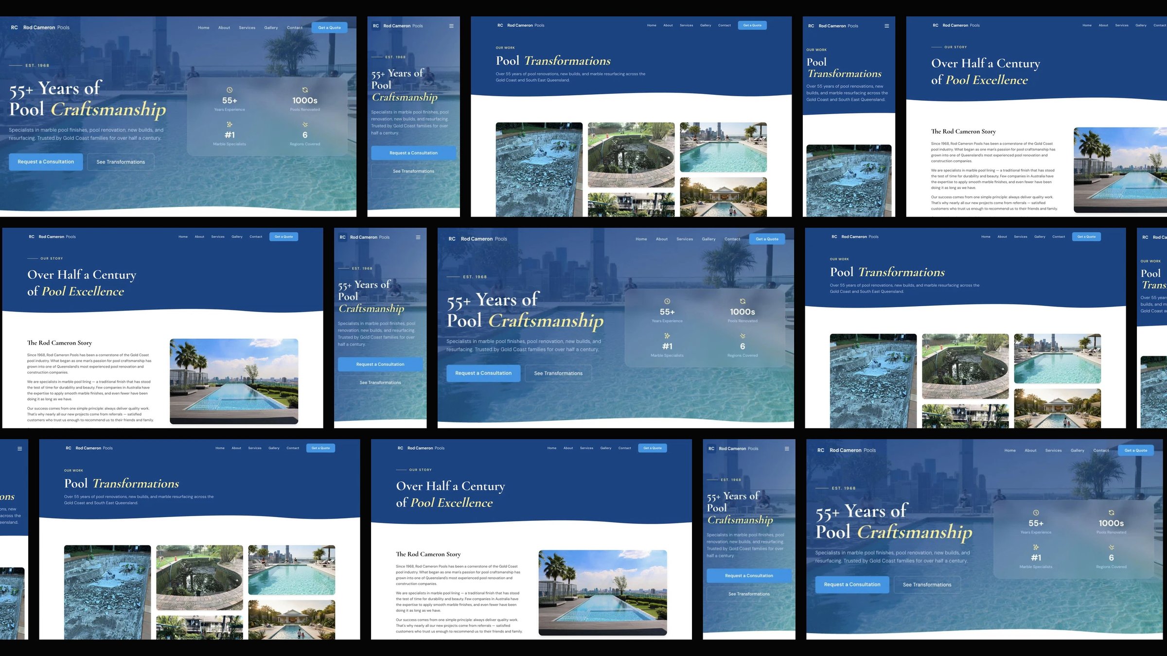 Rod Cameron Pools: desktop and mobile website designs
