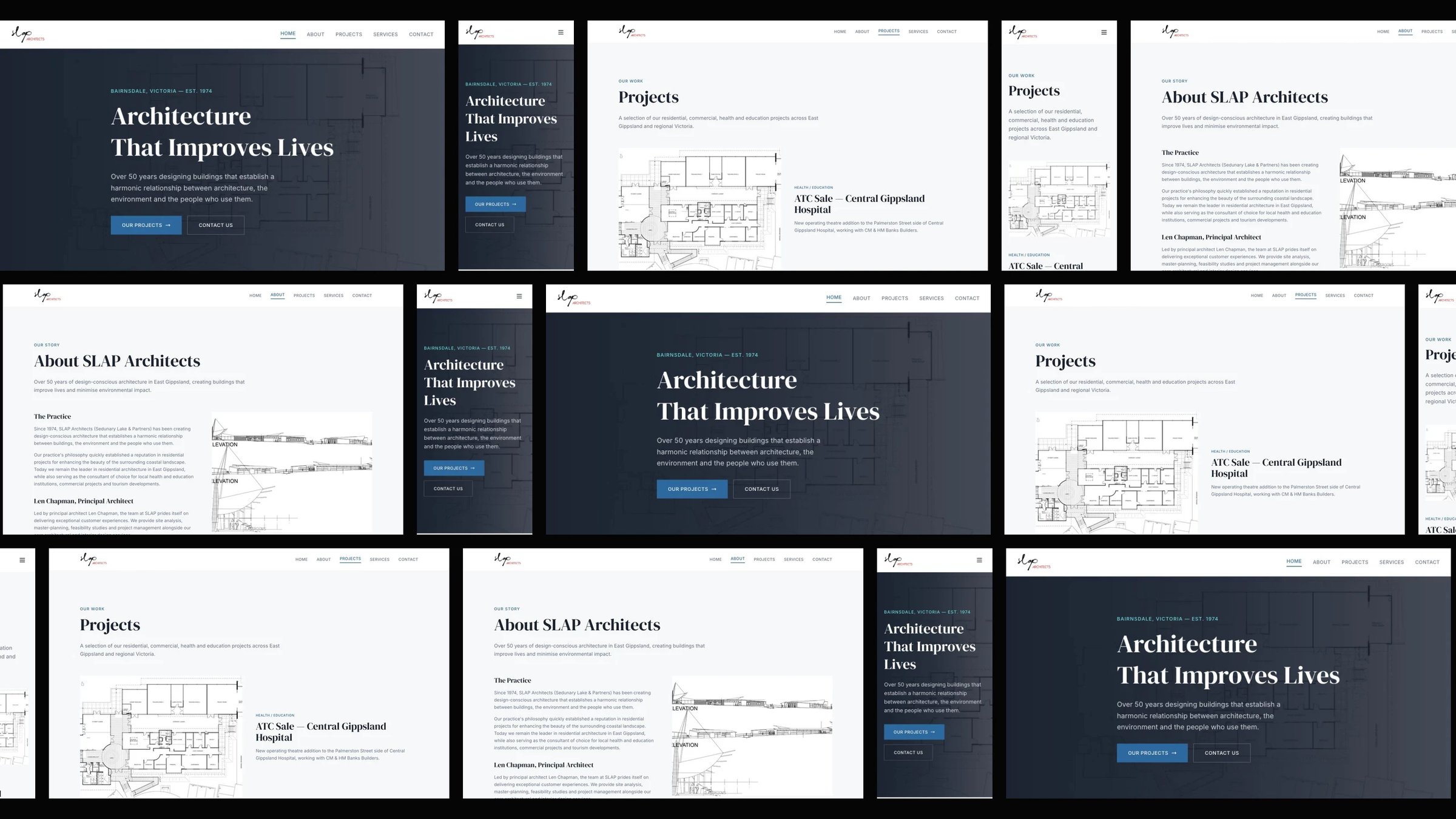 SLAP Architects: desktop and mobile website designs