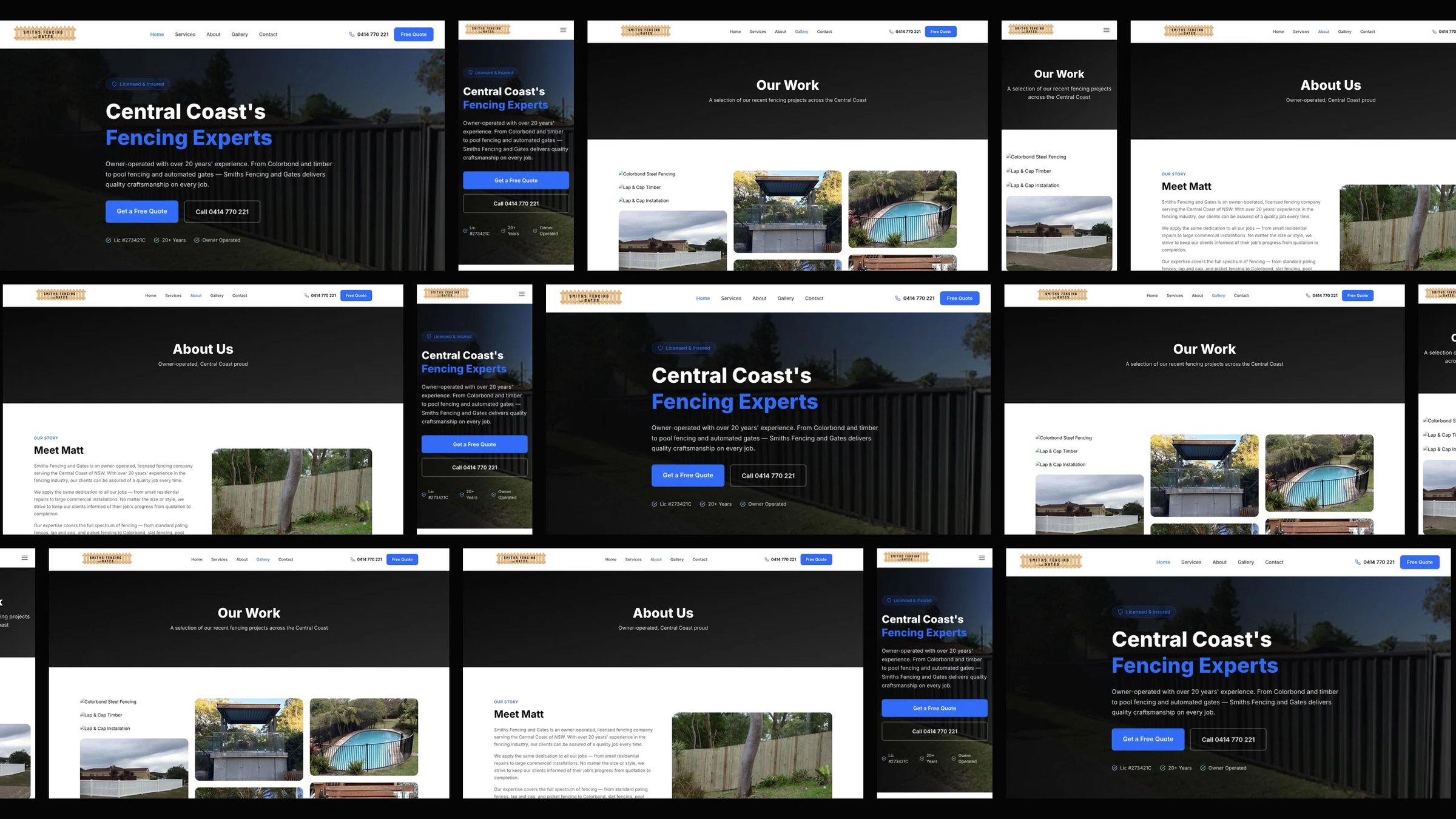 Smiths Fencing and Gates: desktop and mobile website designs