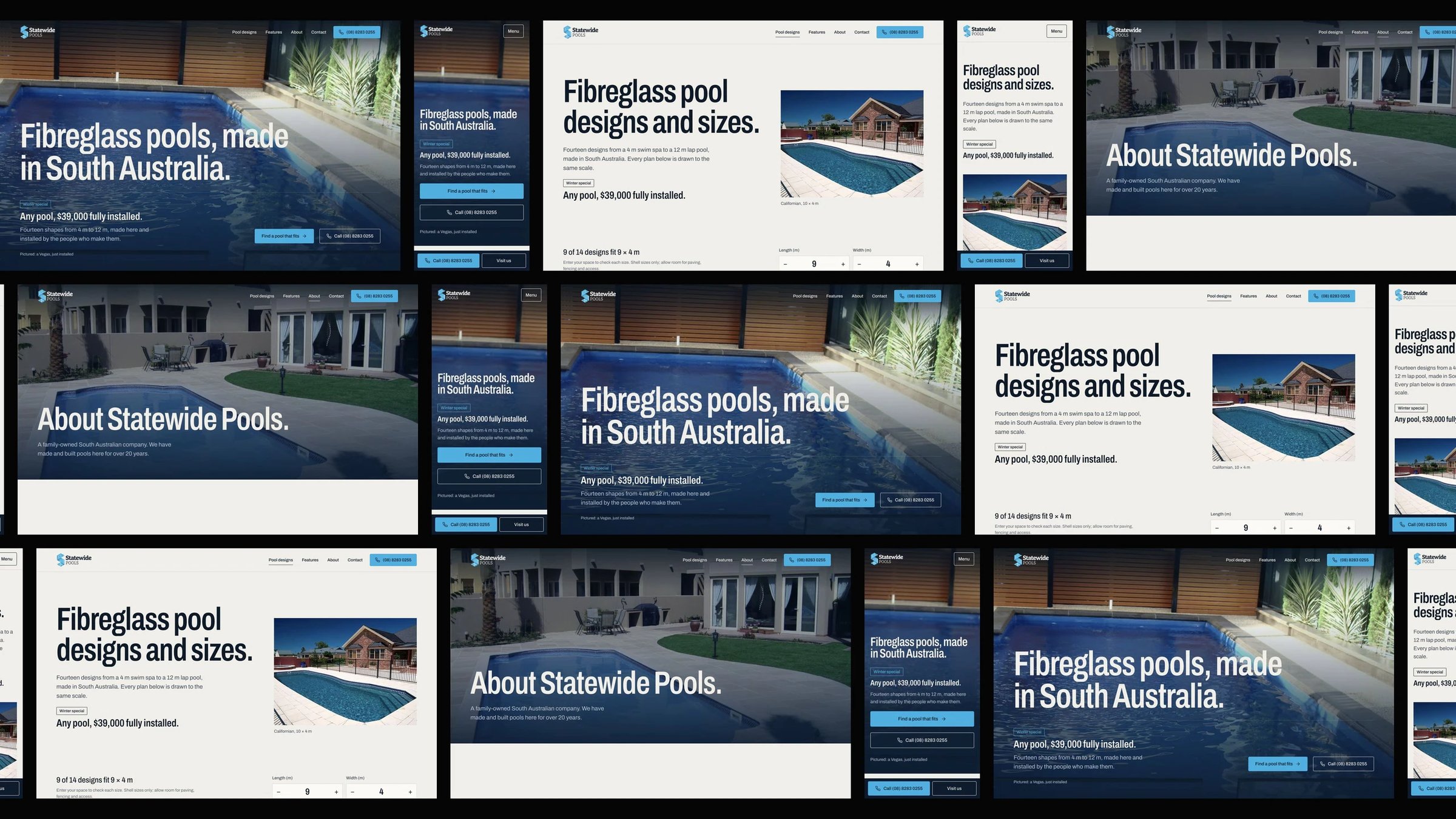 Statewide Pools: desktop and mobile website designs