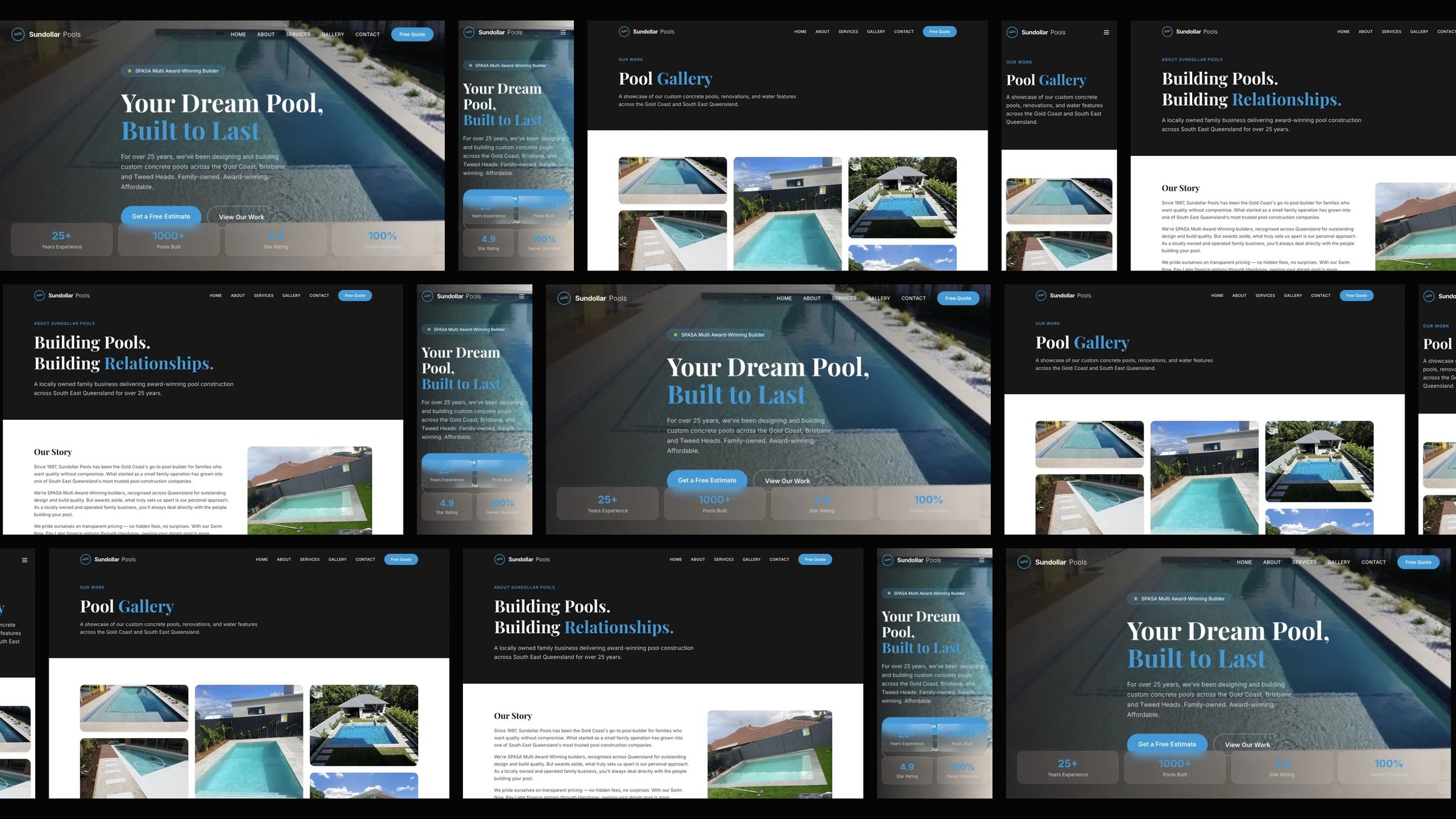Sundollar Pools: desktop and mobile website designs