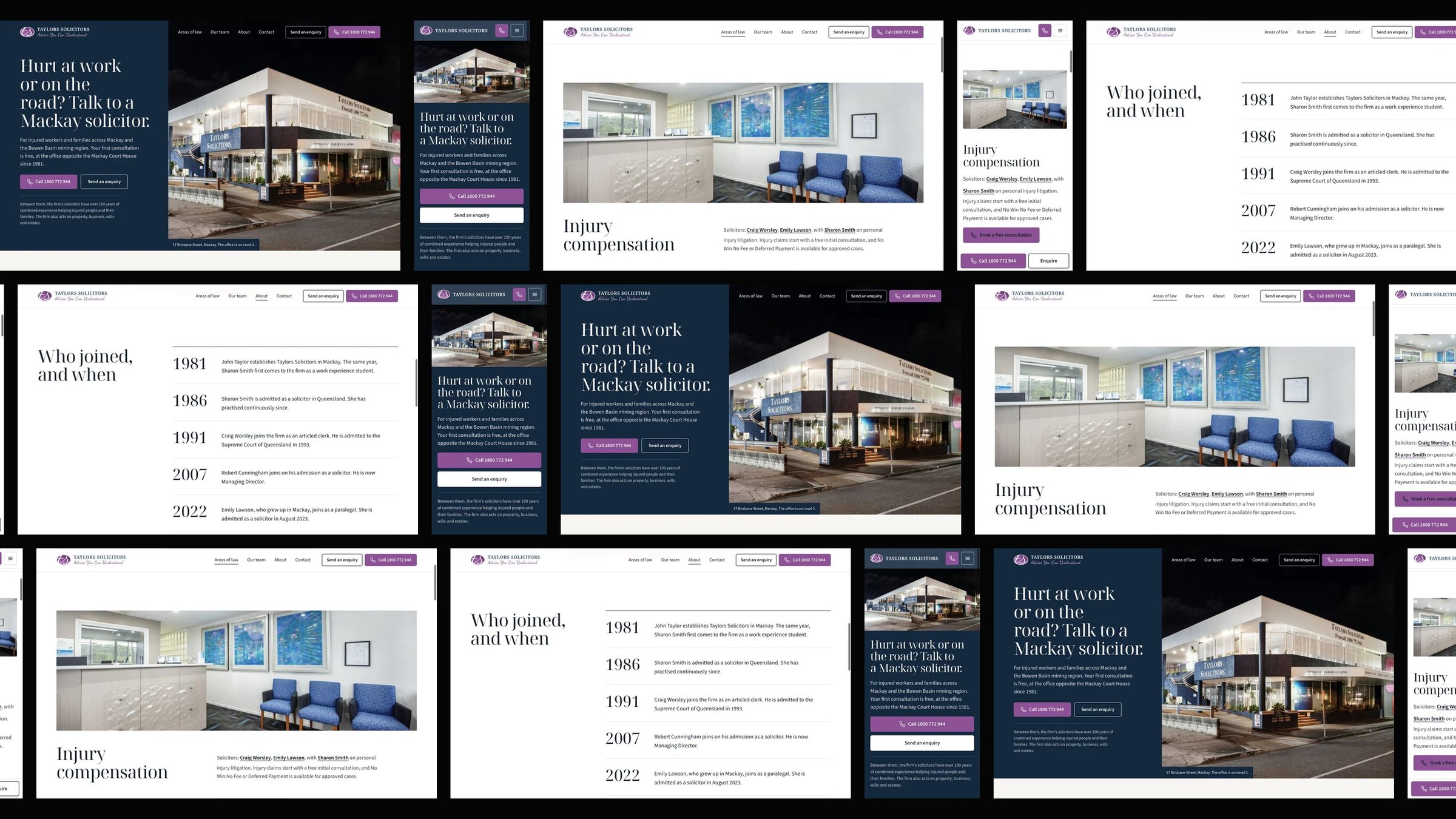 Taylors Solicitors: desktop and mobile website designs