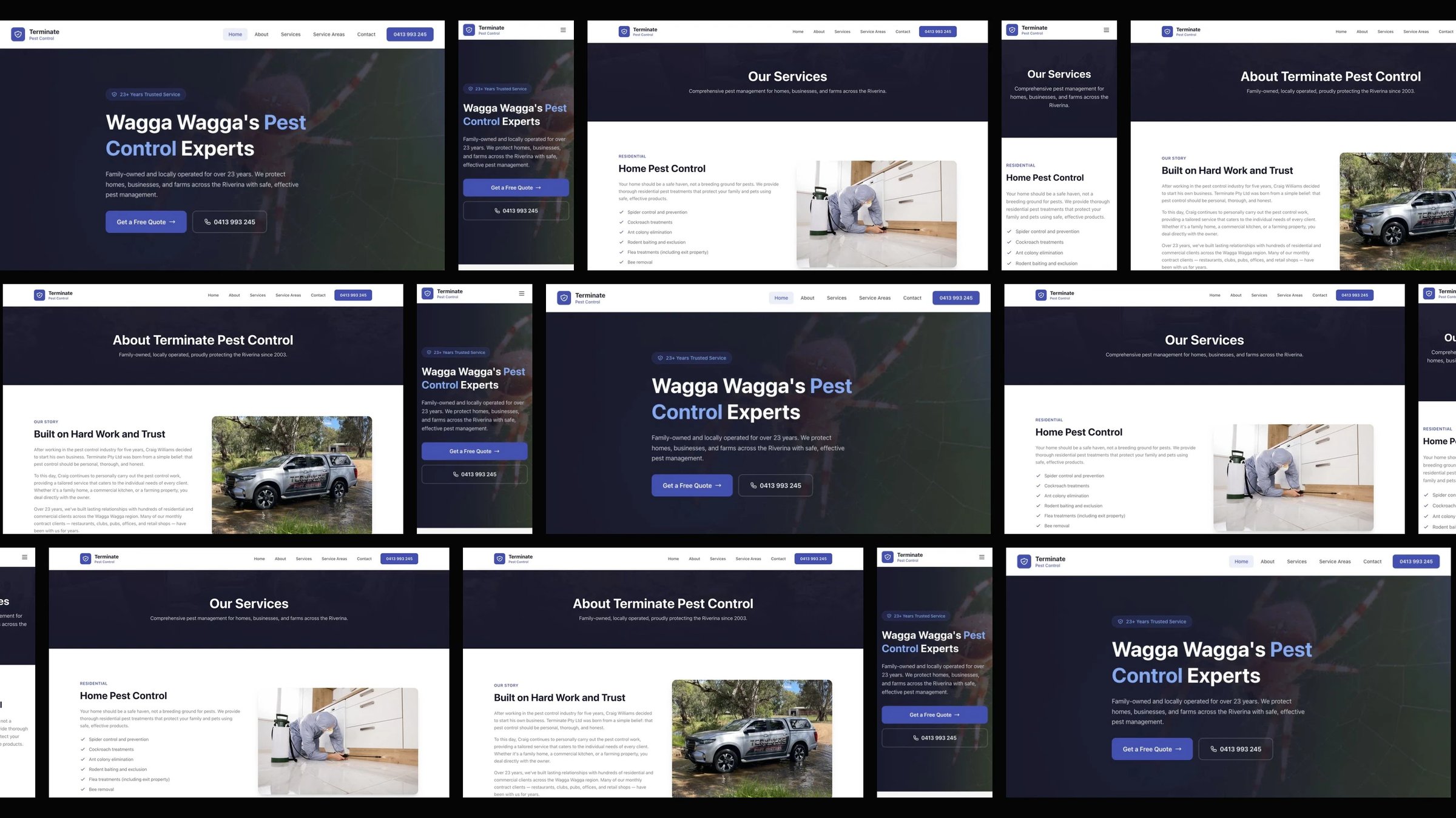 Terminate Pest Control: desktop and mobile website designs