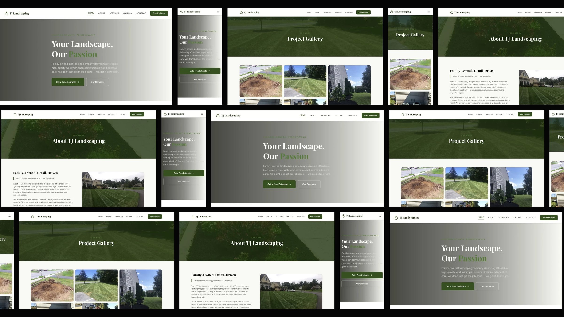 TJ Landscaping: desktop and mobile website designs